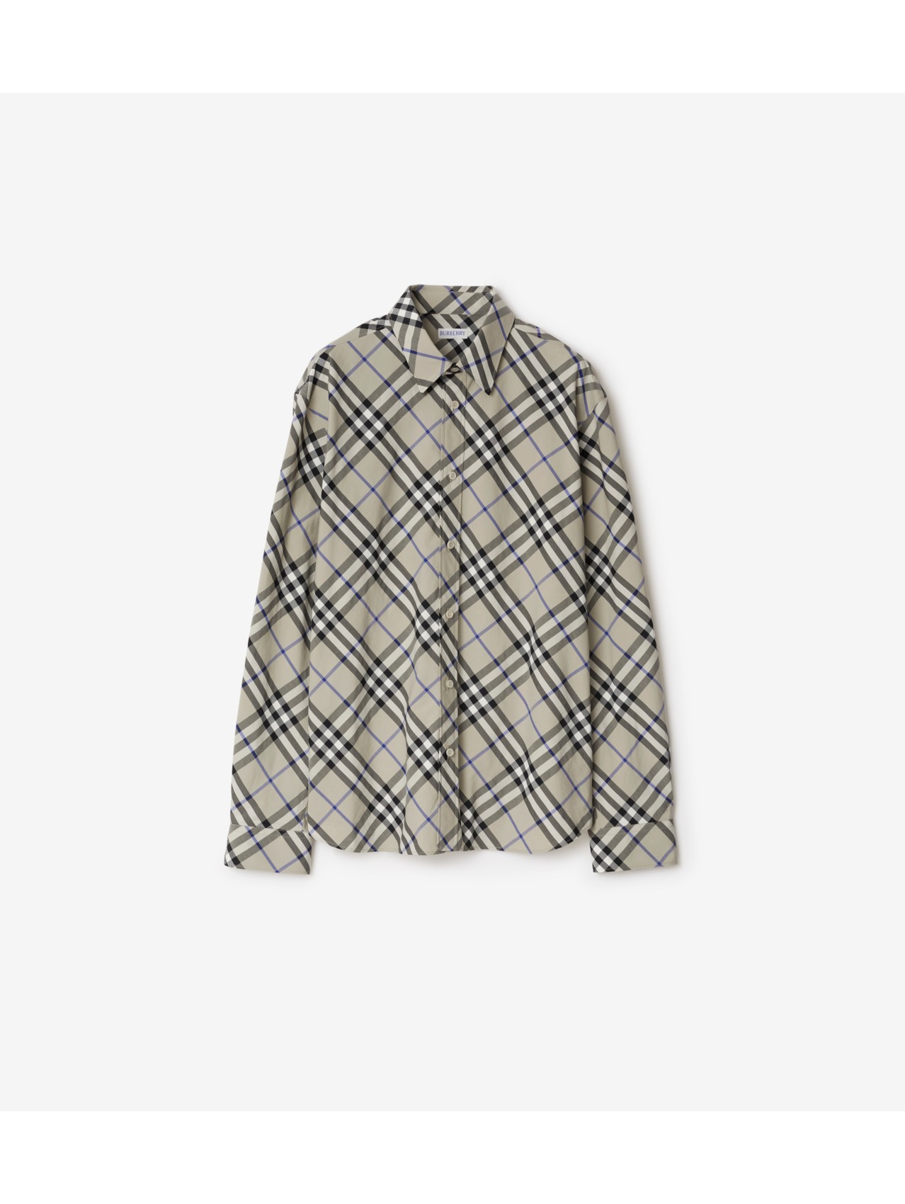 Check Cotton Shirt in Lichen - Men | Burberry® Official