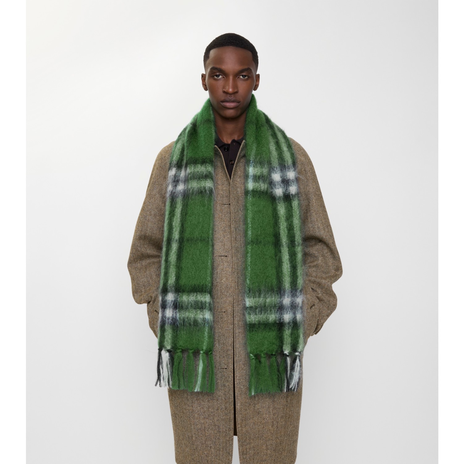 Check Mohair Wool Scarf