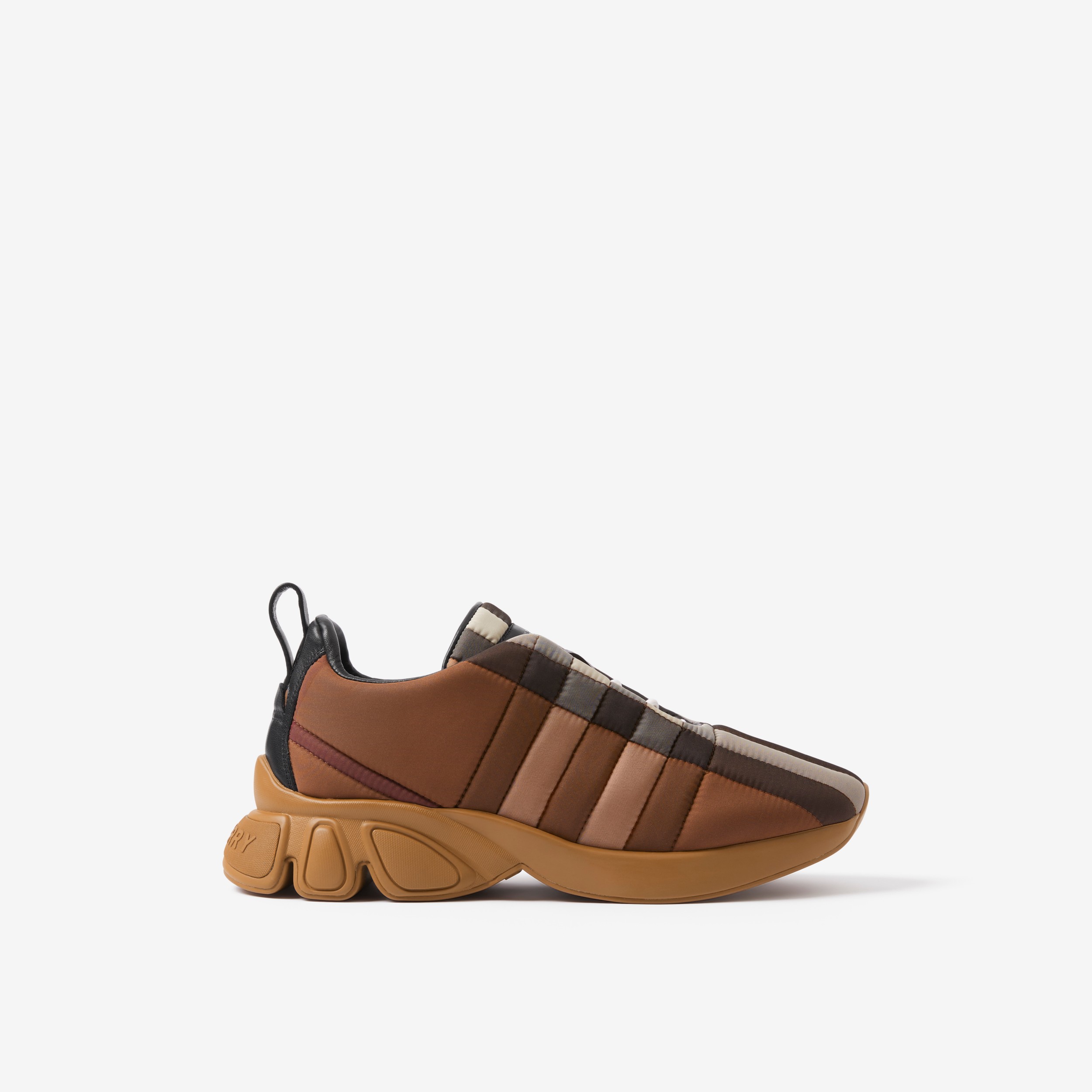 Quilted Nylon and Leather Classic Sneakers in Dark Birch Brown - Women | Burberry® Official - 1