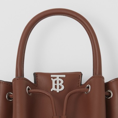 monogram motif latticed leather bucket bag