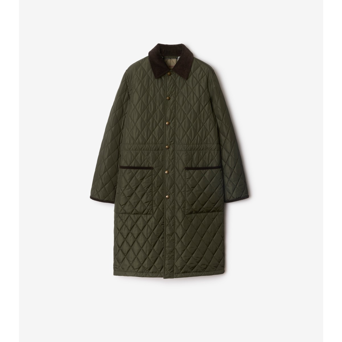  Check Mid-length Quilted Nylon Car Coat