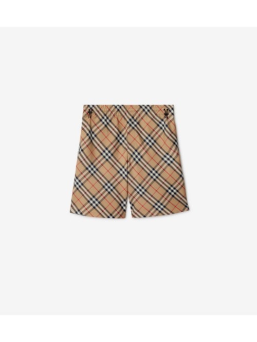 Shop Burberry Check Shorts In Sand