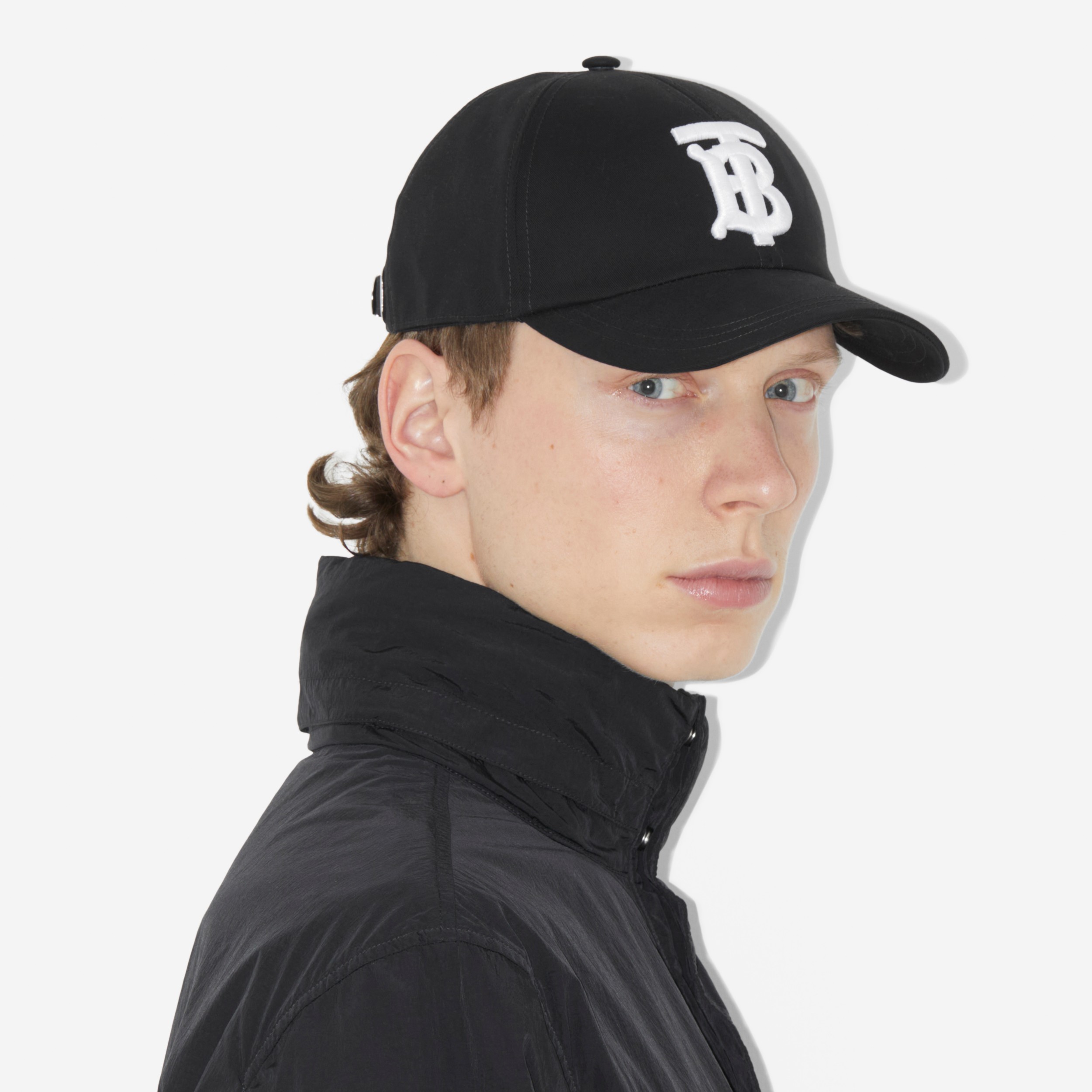 モノグラムモチーフ コットンツイル ベースボールキャップ (ブラック