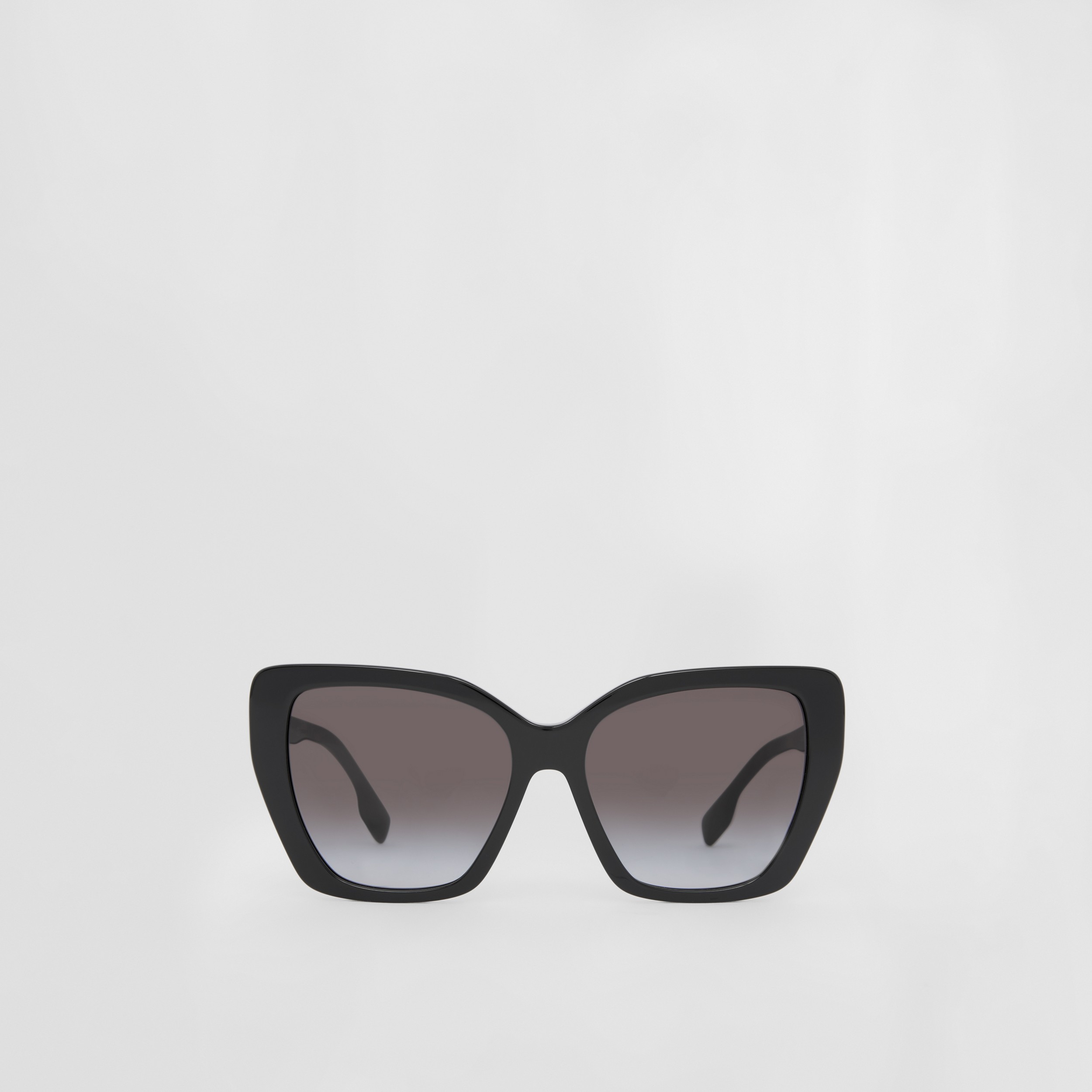 Lunettes de soleil à monture œil-de-chat check (Noir) - Femme | Site officiel Burberry® - 1