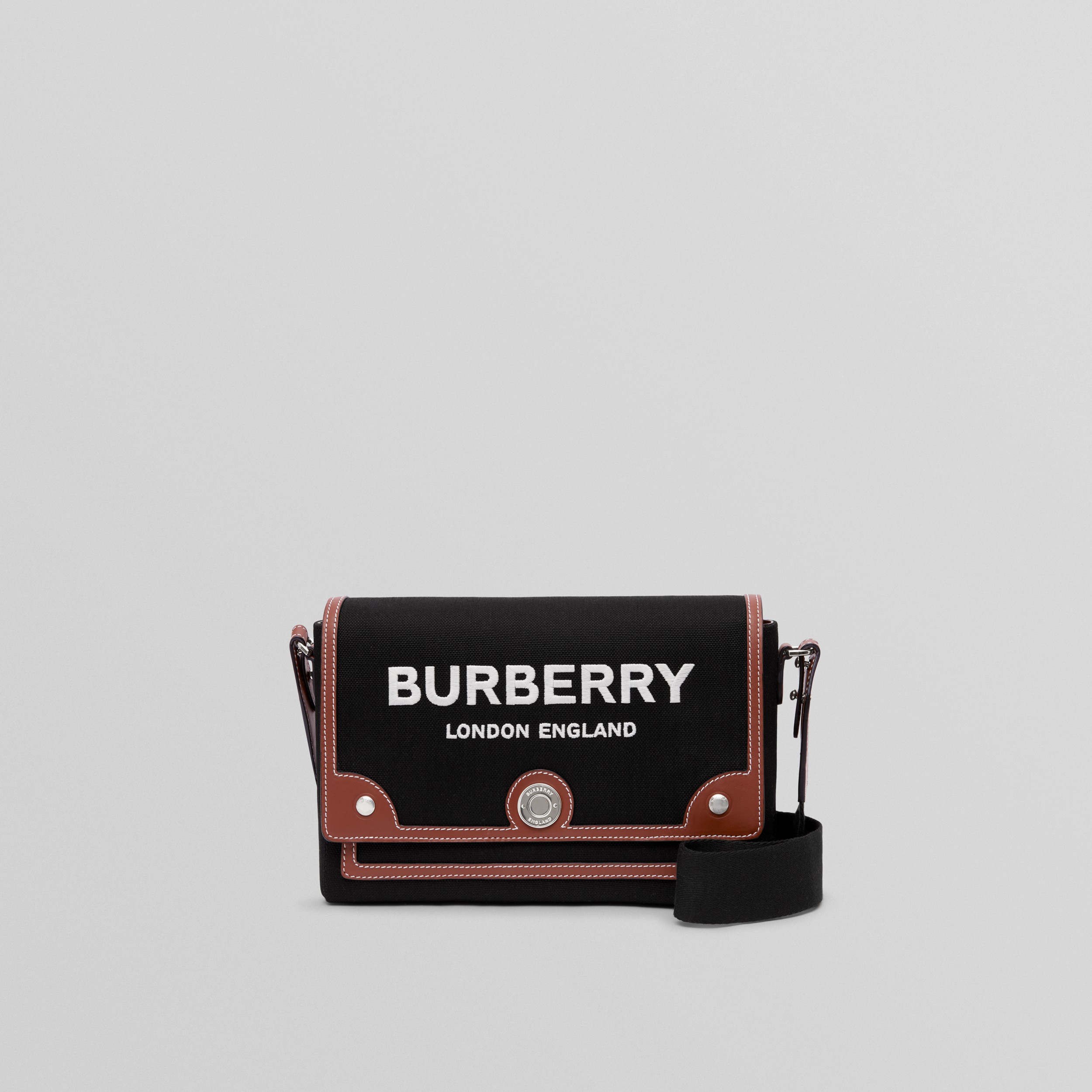 ホースフェリーモチーフ キャンバス ノート クロスボディバッグ (ブラック／タン) - ウィメンズ | Burberry®公式サイト - 1