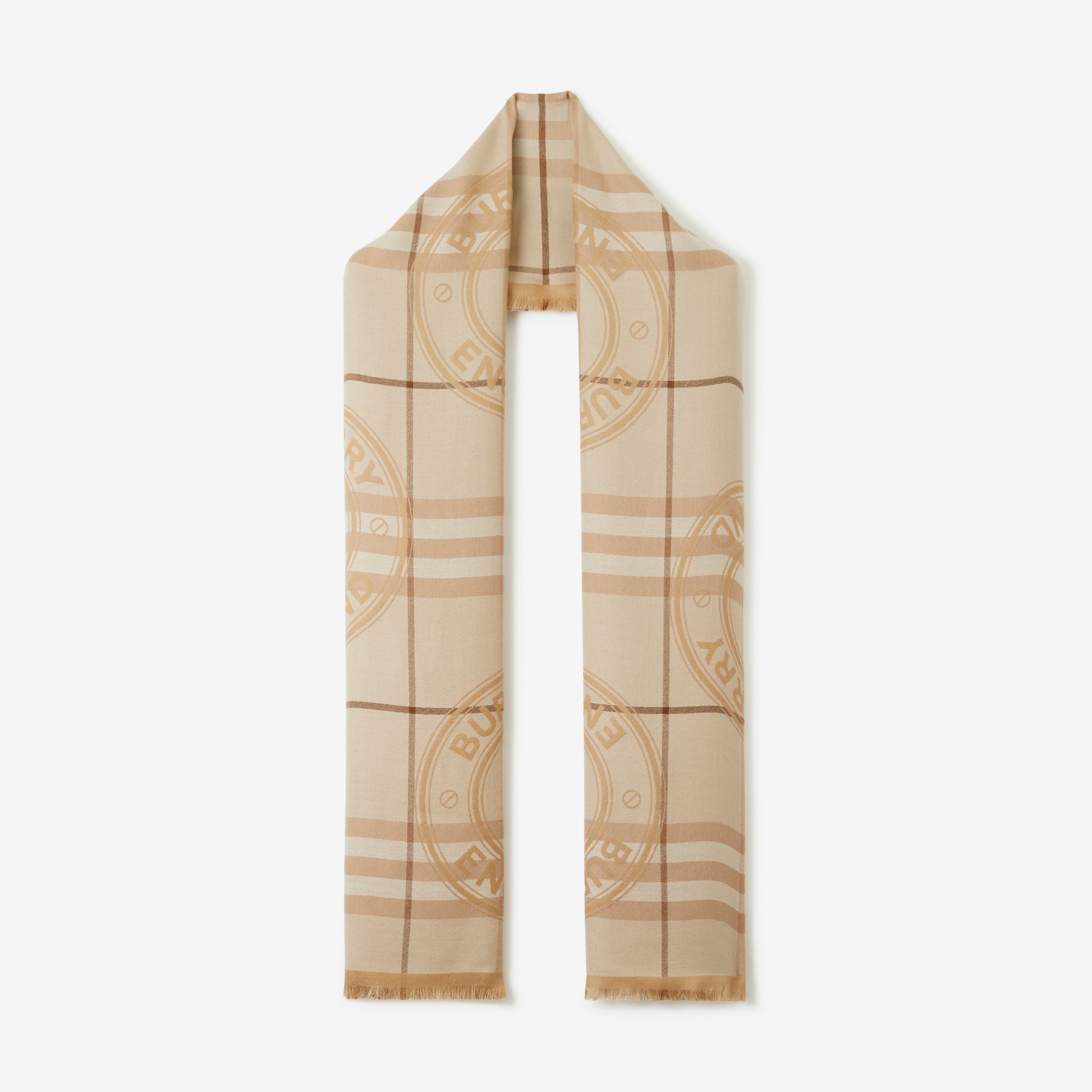 Montage Print Silk Cashmere Scarf in Soft Fawn | Burberry® Official - 1
