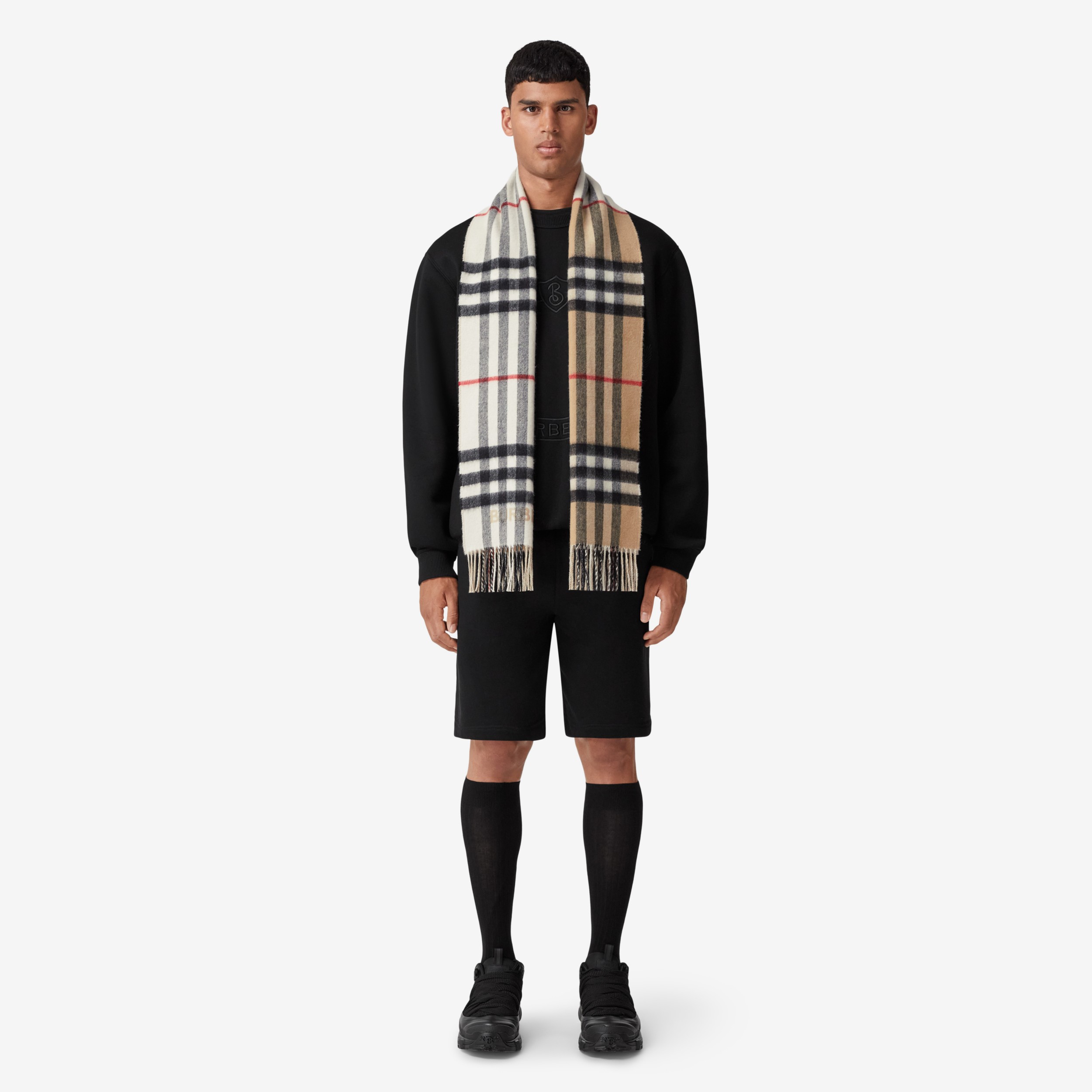 Écharpe en cachemire check (Beige D'archive/blanc Naturel) | Site officiel Burberry® - 4