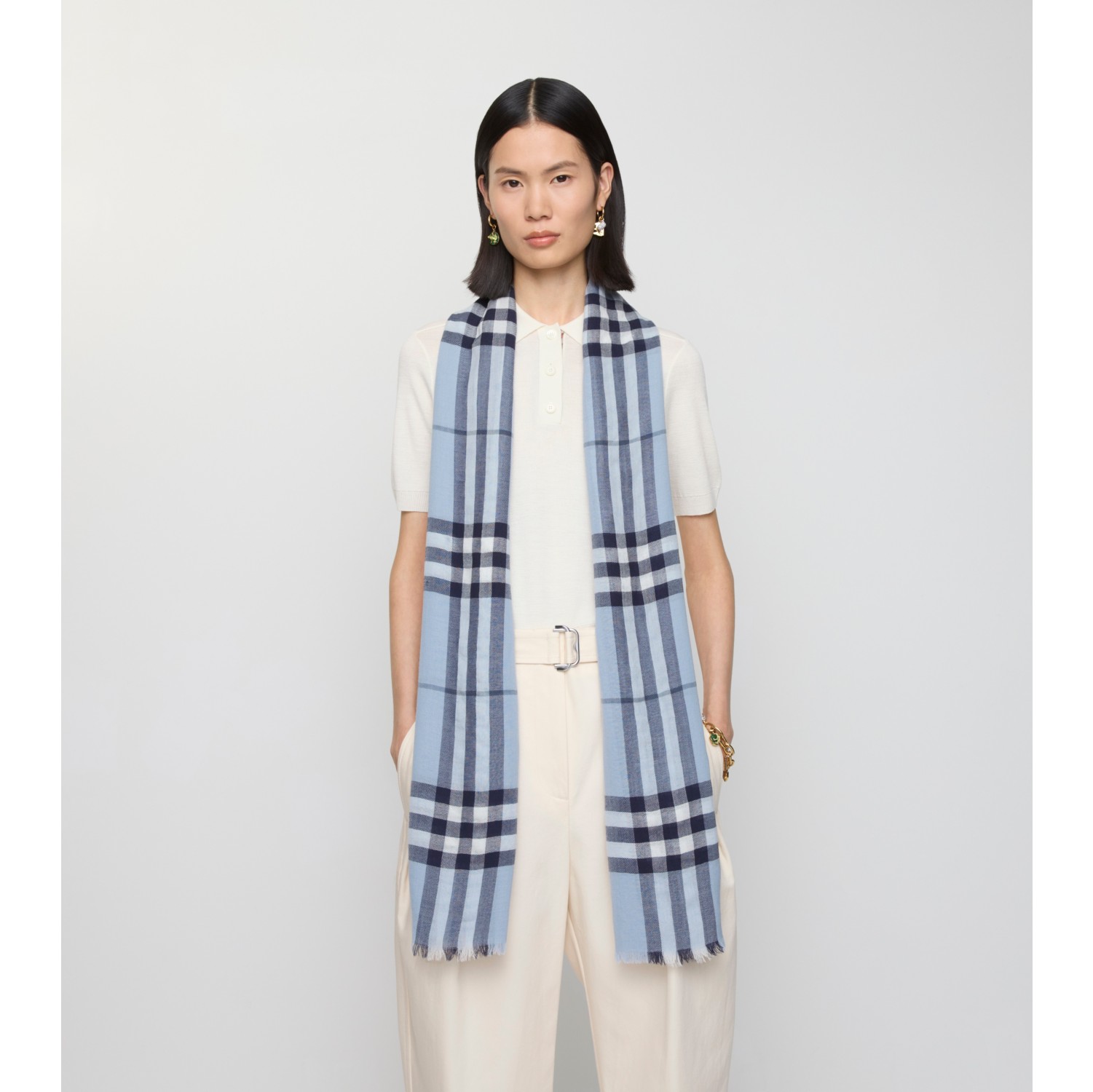 Écharpe large en laine Check