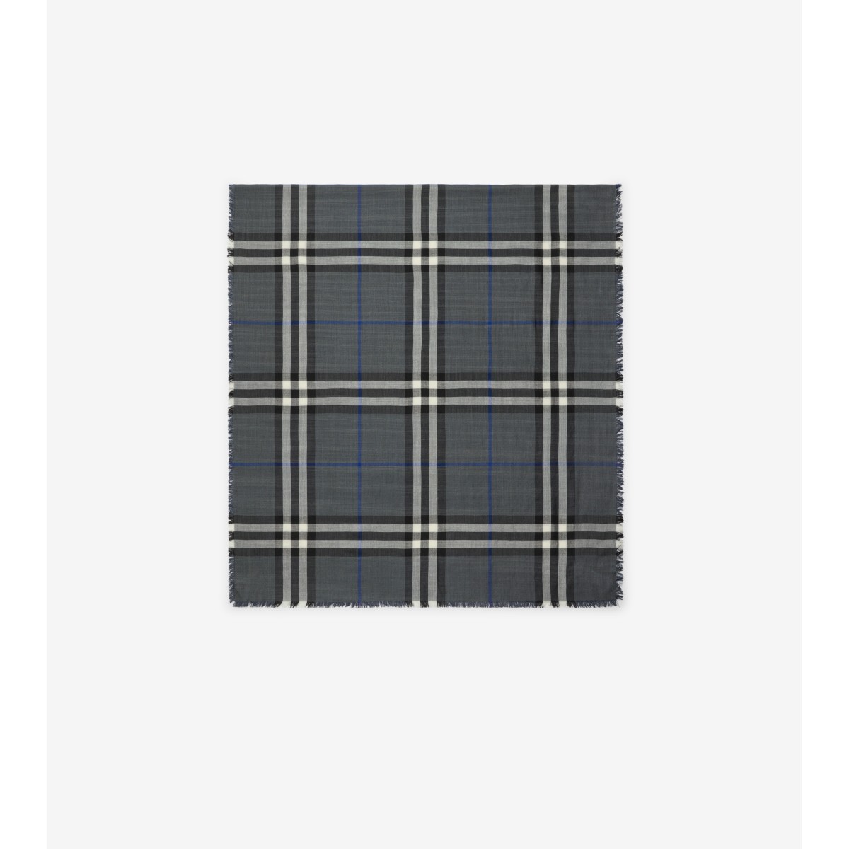 Burberry Reversible Check Wool Silk Scarf In Gray