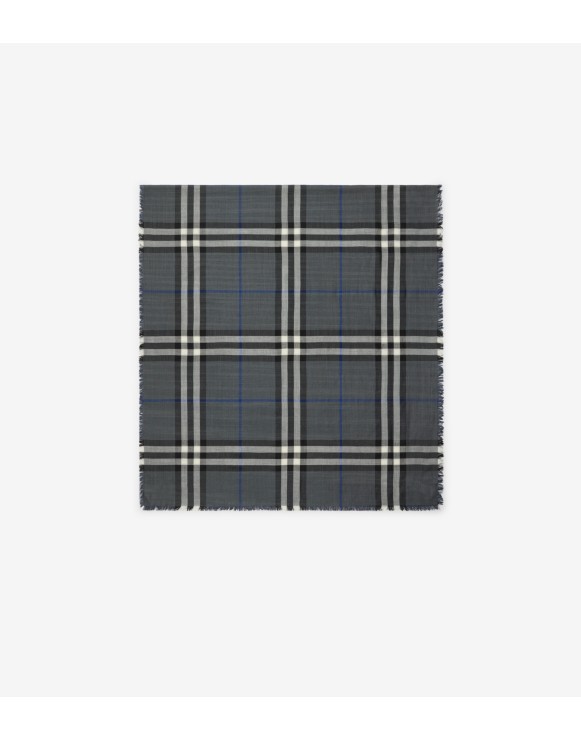 Reversible Check Wool Silk Scarf