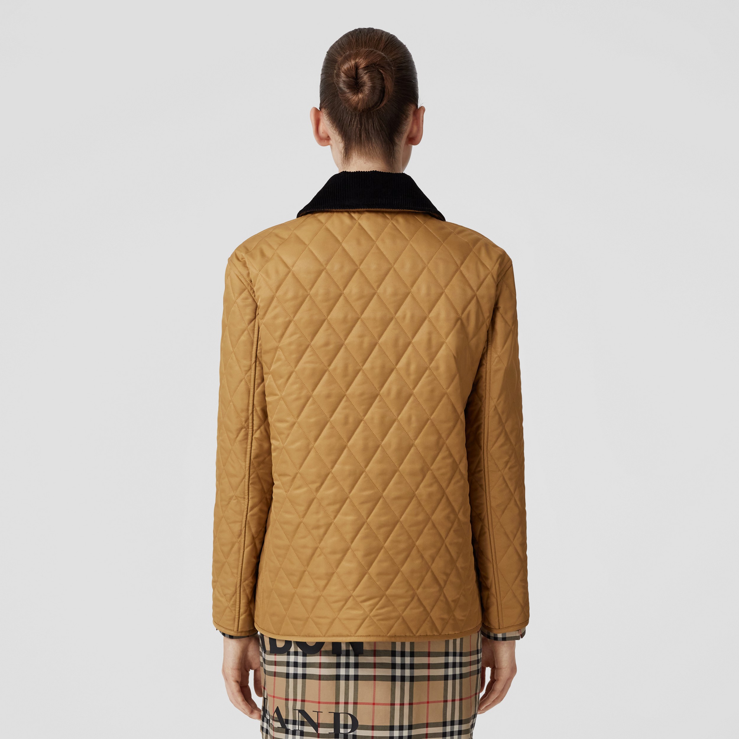 灯芯绒衣领菱形绗缝夹克 (驼色) | Burberry® 博柏利官网 - 3