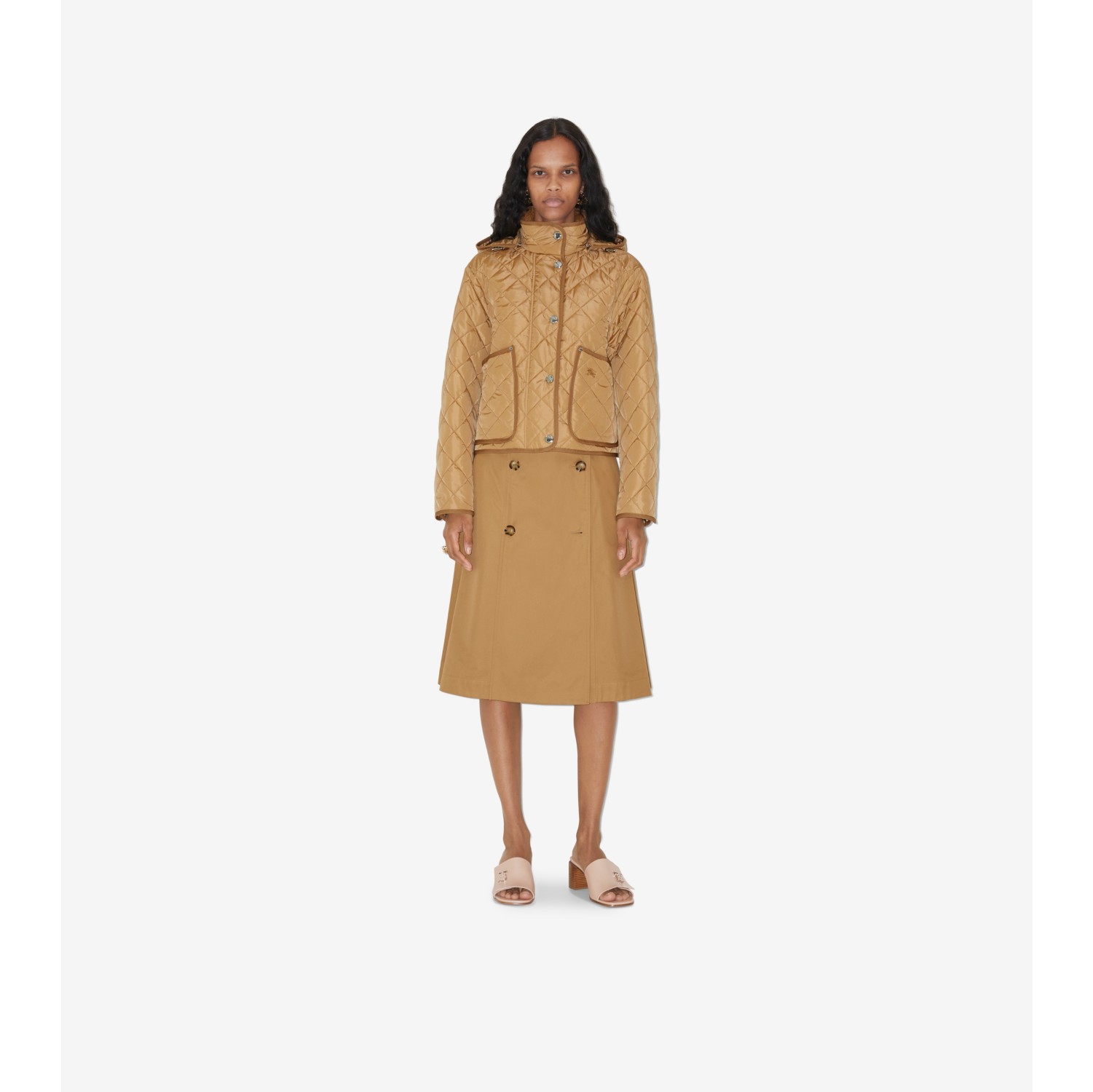 Cotton Gabardine Trench Skirt in Camel - Women | Burberry® Official