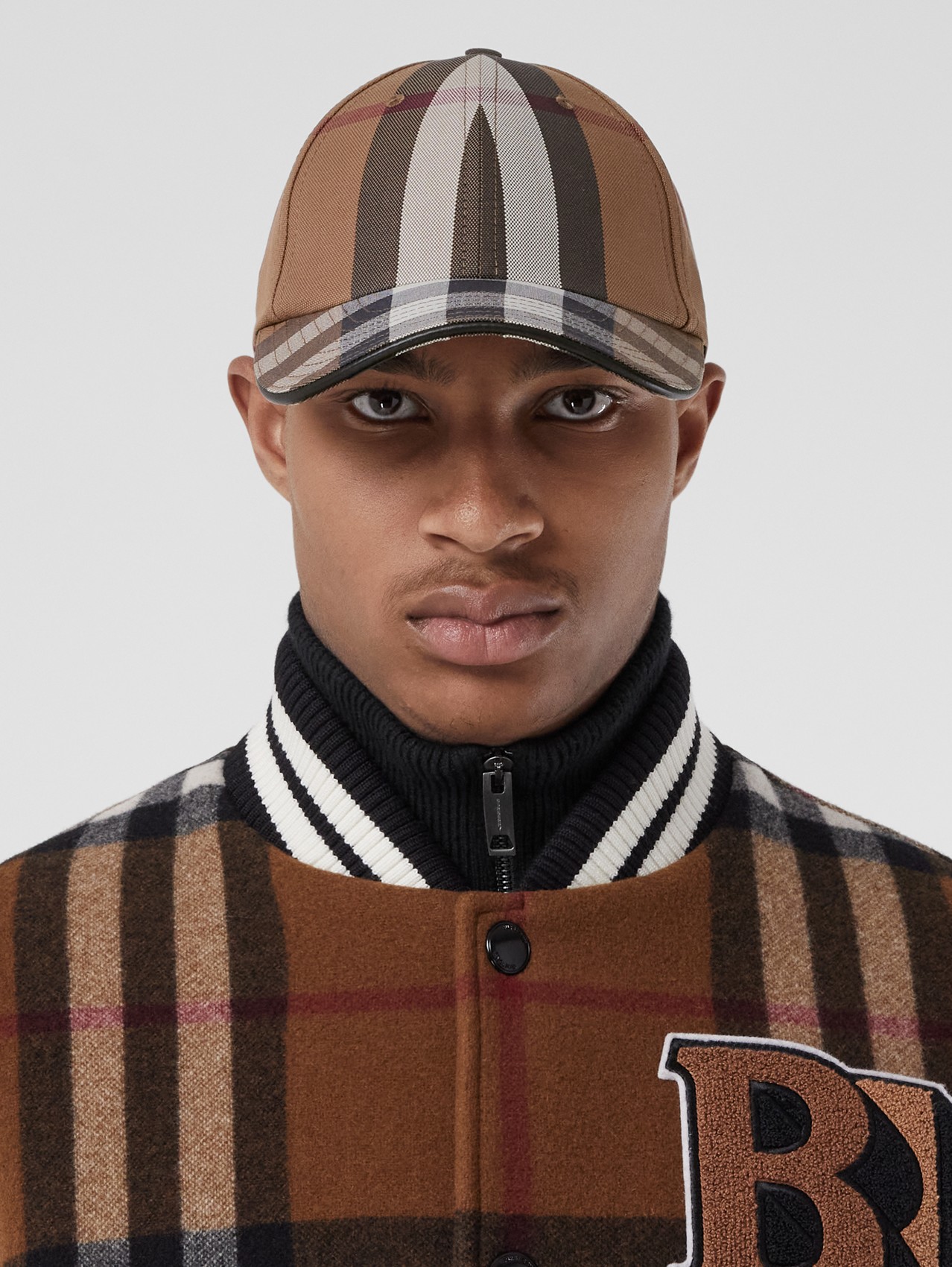 Womens Mens Accessories Mens Hats Burberry Felt Leather Trimmed Check Baseball Cap in Brown 