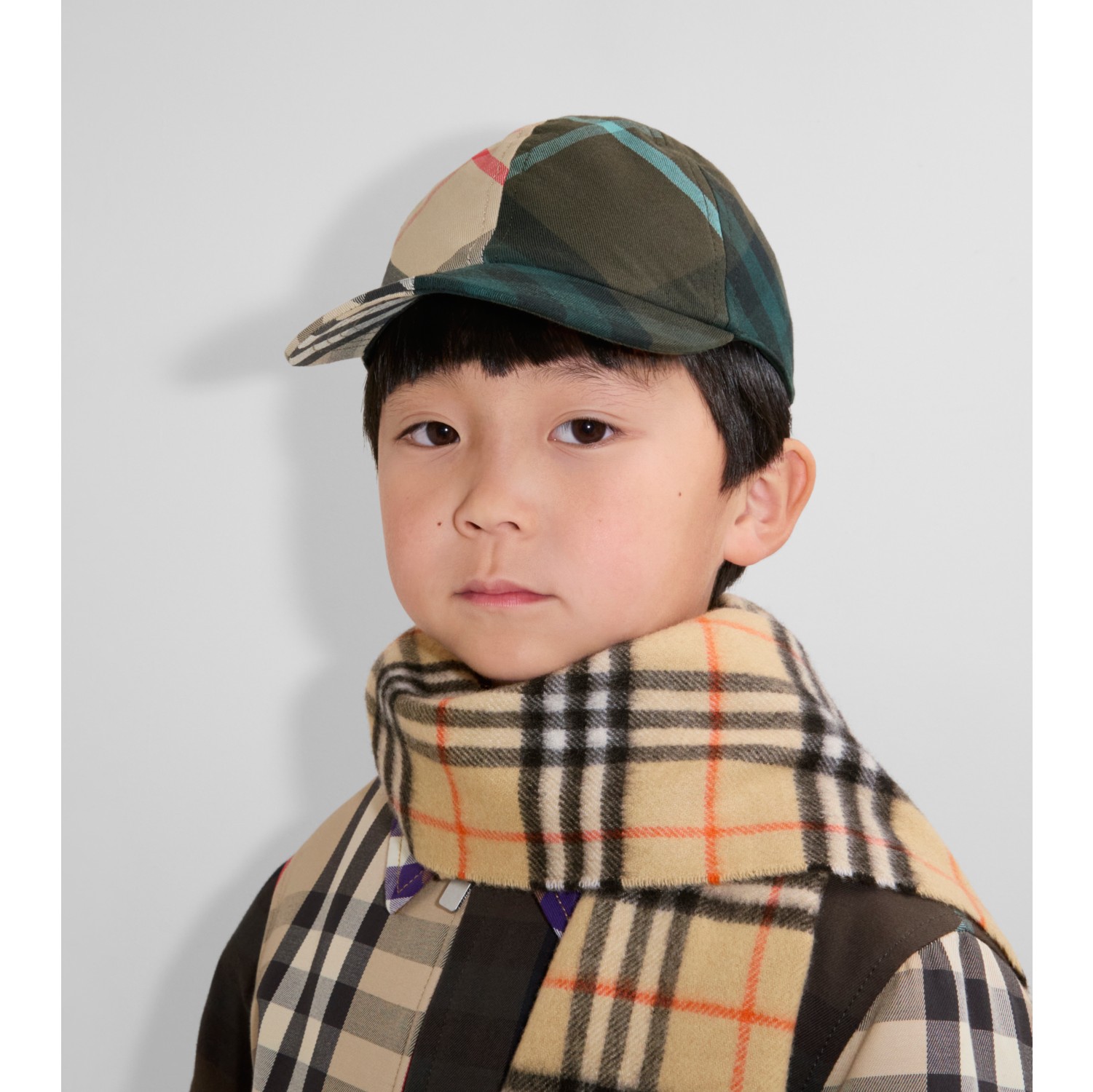 Contrast Check Cotton Baseball Cap