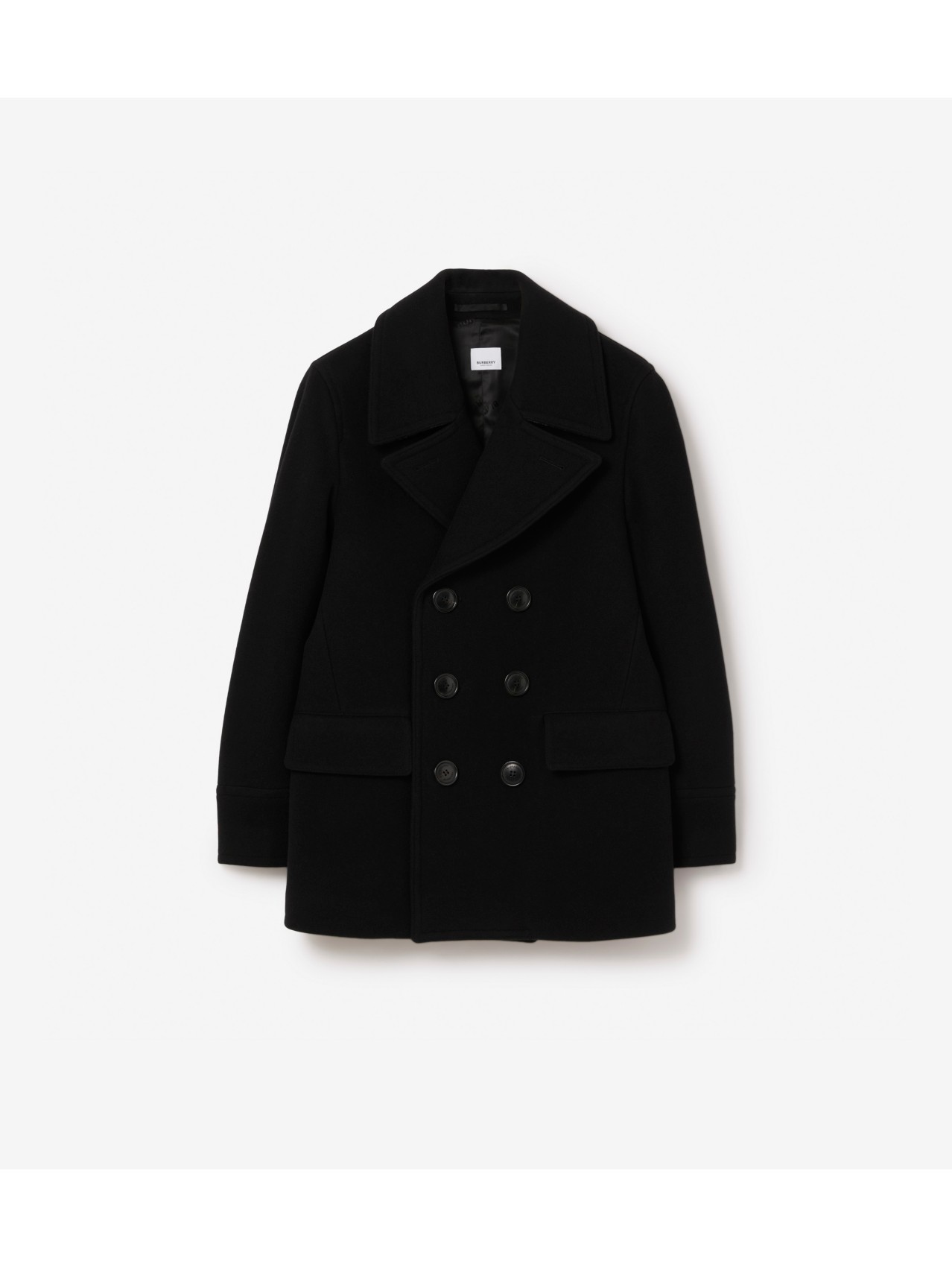 Wool Blend Pea Coat in Black - Men | Burberry® Official