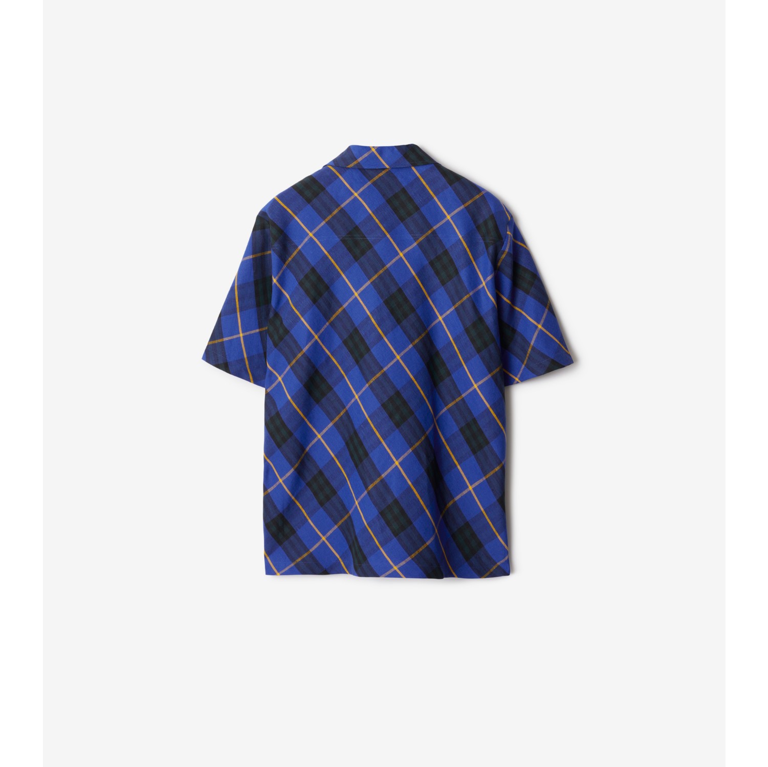 Check Linen Shirt in Bright navy Men Burberry Official