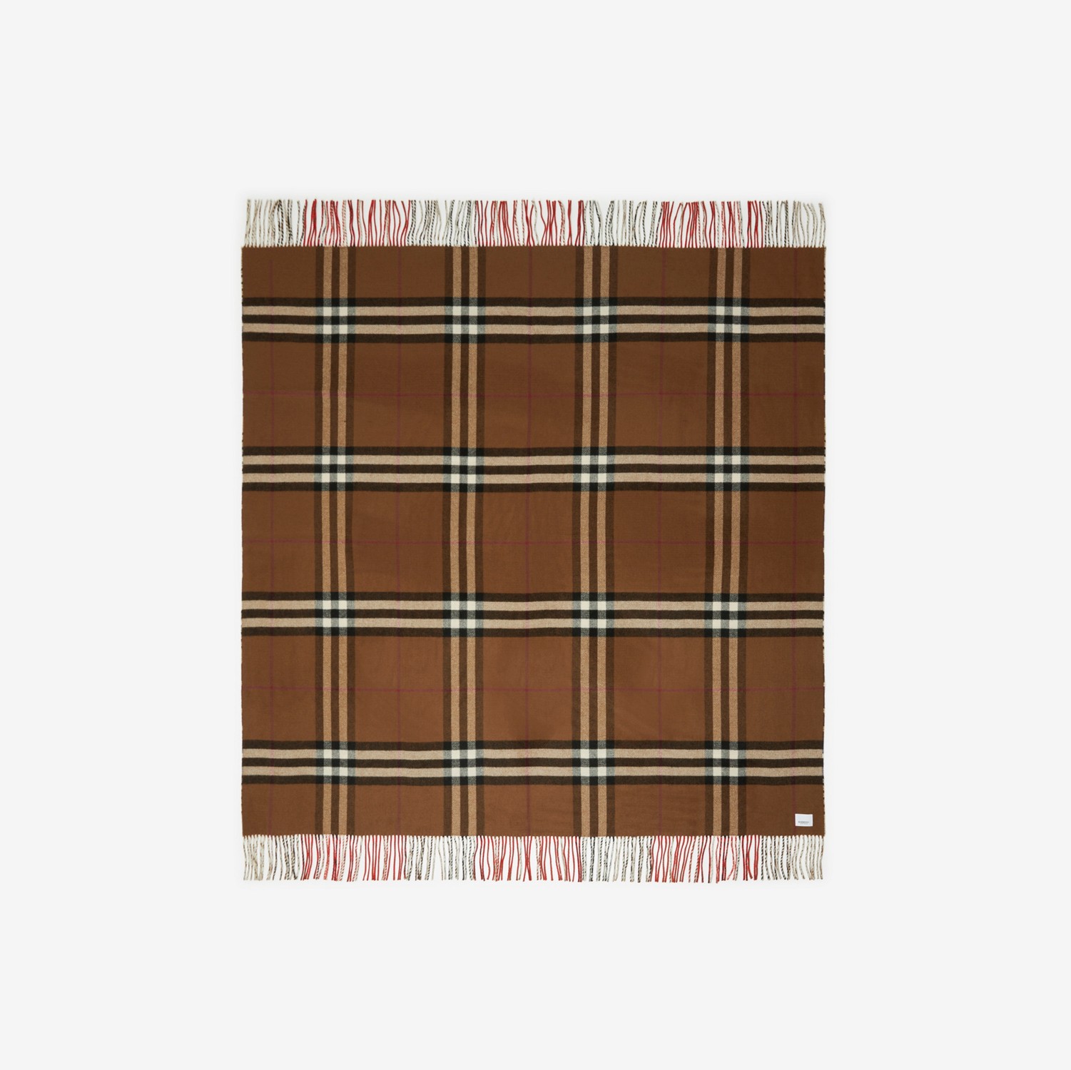 Check Wool Cashmere Reversible Blanket in Dark Birch Brown - Women | Burberry® Official
