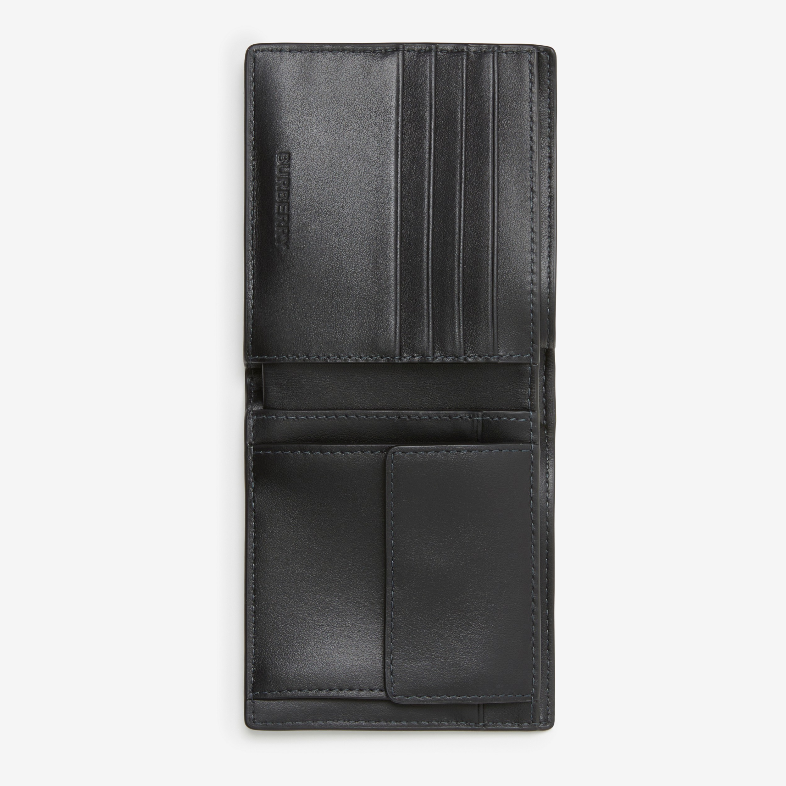 Check and Leather Bifold Coin Wallet in Charcoal - Men | Burberry® Official - 4