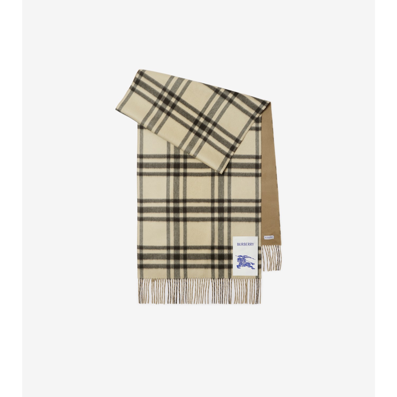 Reversible Check Cashmere Scarf in Candle Burberry Official