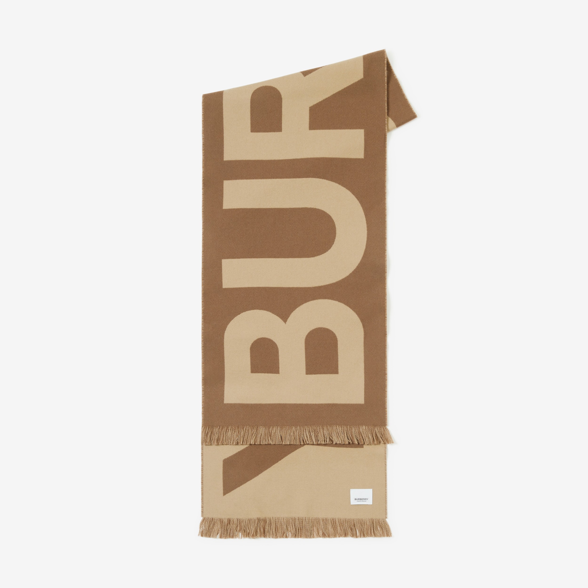 Cachecol de lã com logotipo em jacquard (Marrom Bétula) | Burberry® oficial - 2