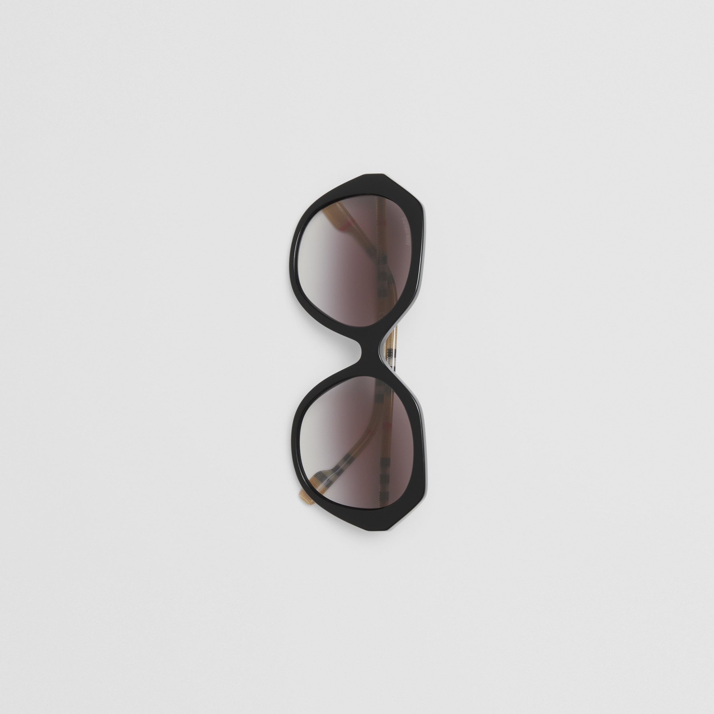Oversized Check Detail Geometric Frame Sunglasses in Black - Women | Burberry® Official - 4