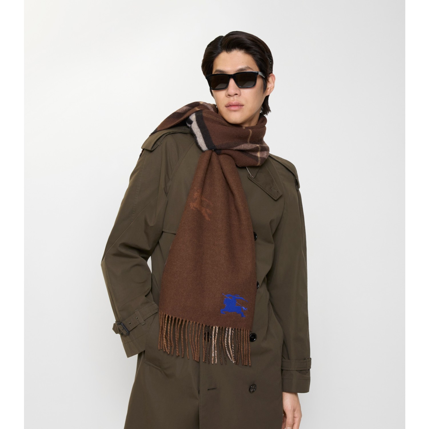 Reversible EKD Check Cashmere Scarf in Treacle brown | Burberry® Official