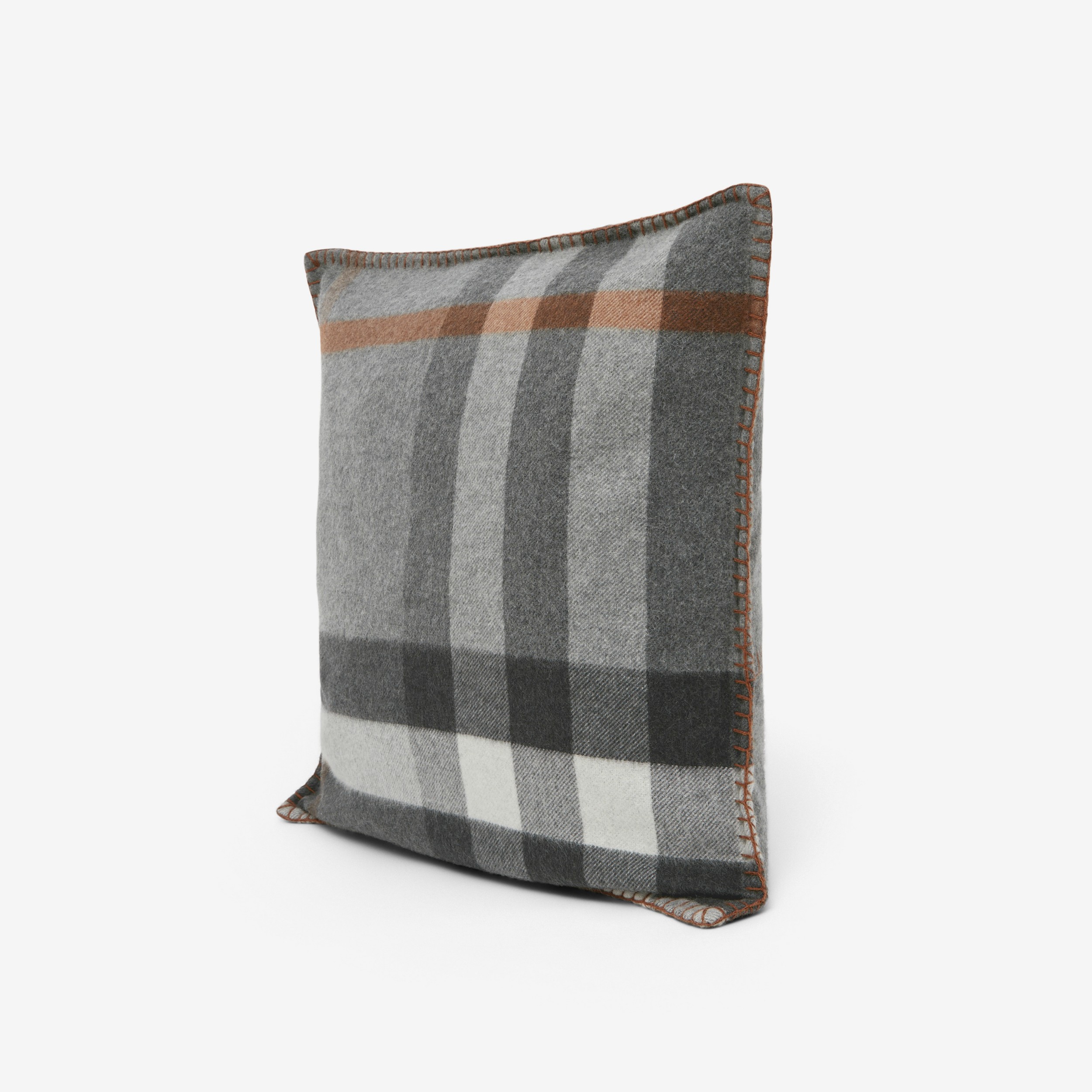Exaggerated Check Cashmere Cushion Cover in Grey | Burberry® Official - 3