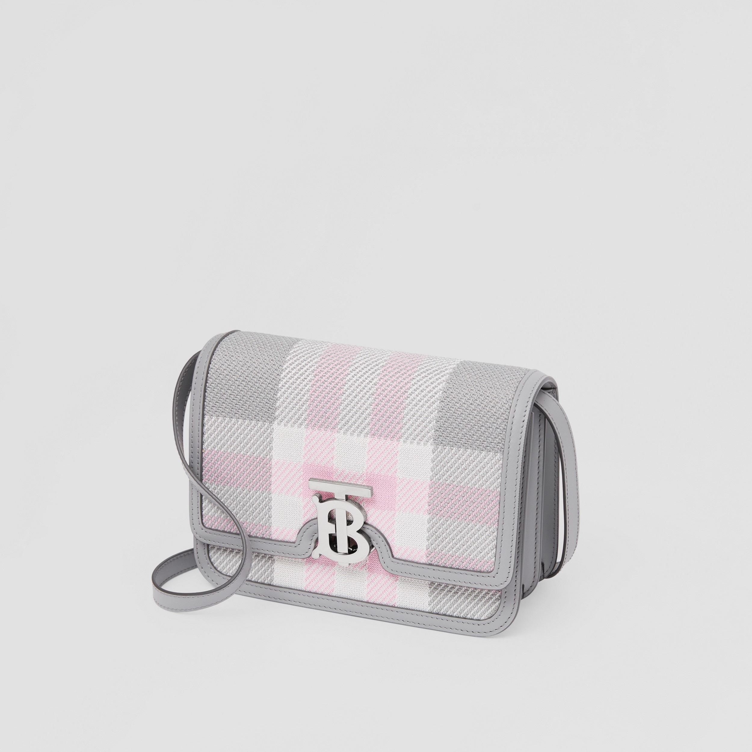 Knitted Check Small TB Bag in Grey - Women | Burberry® Official - 3
