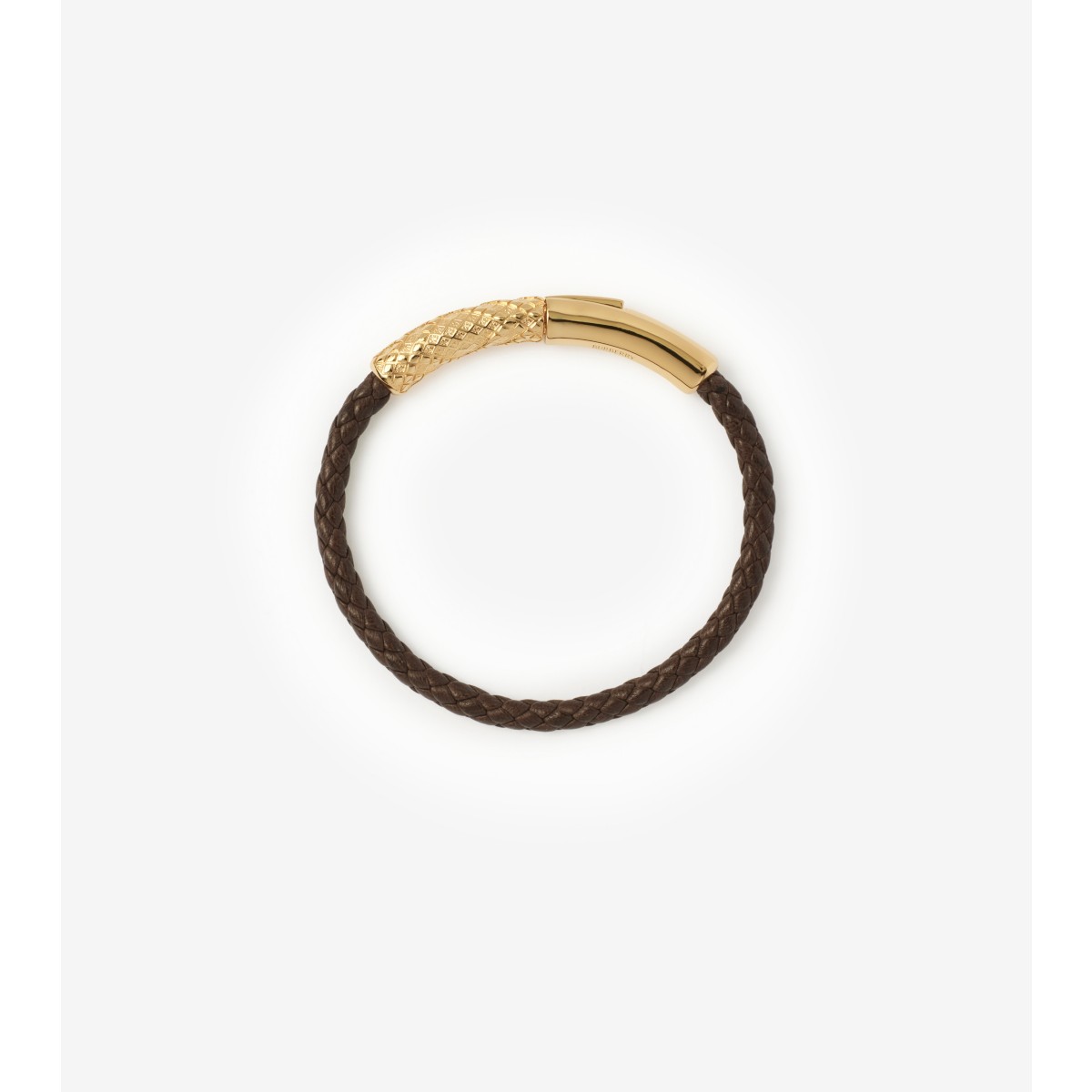 Burberry Check Leather Bracelet In Gold/military