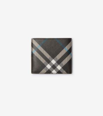 BURBERRY｜HALF-LENGTH WALLETS (Check International Bifol Check Slim Bifold Wallet in Charcoal - Men, Canvas