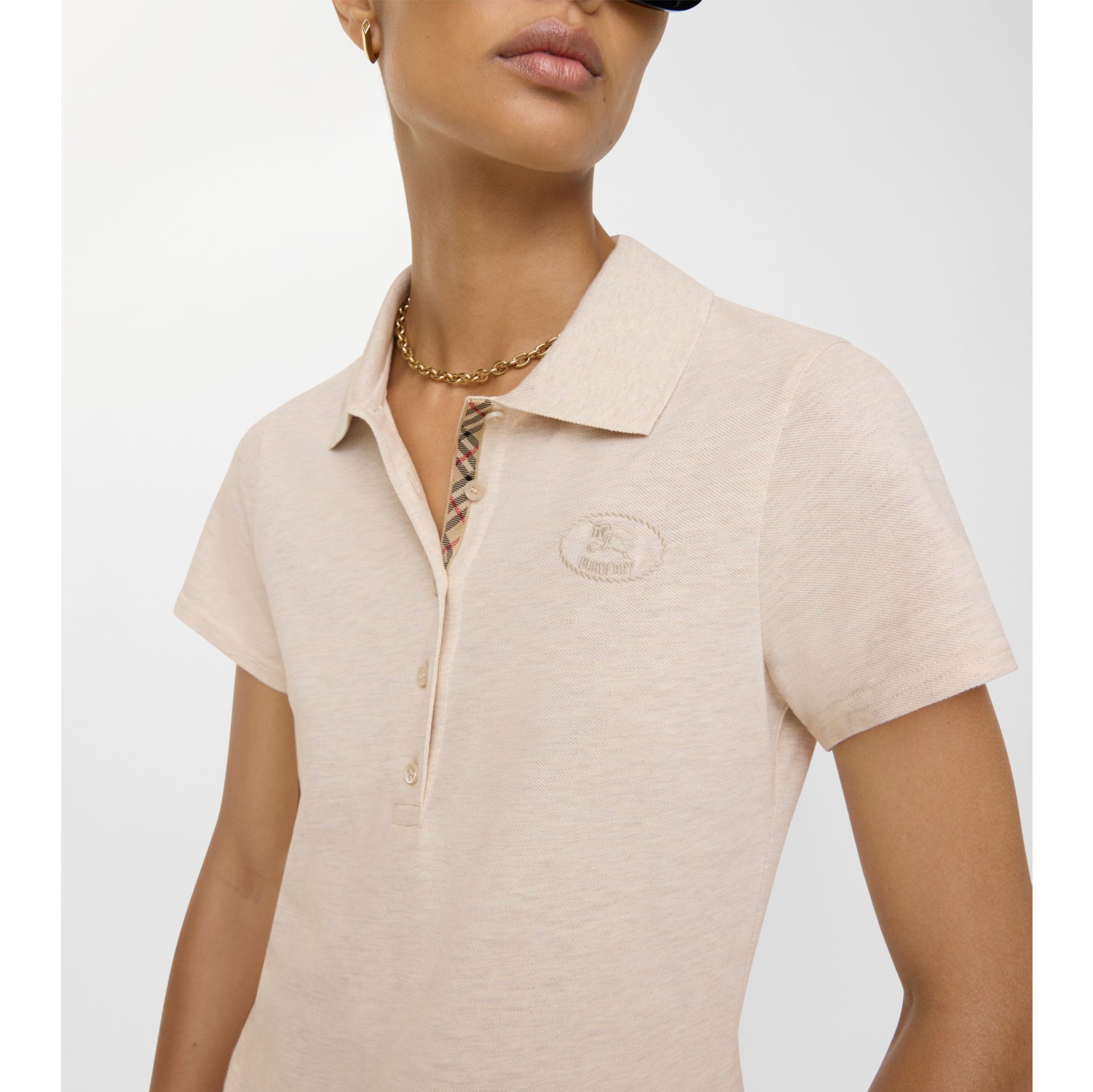 Cotton Polo Shirt in Beige melange - Women | Burberry® Official