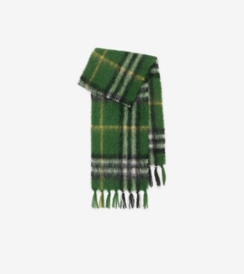 Check Mohair Wool Scarf in Leaf | Burberry® Official