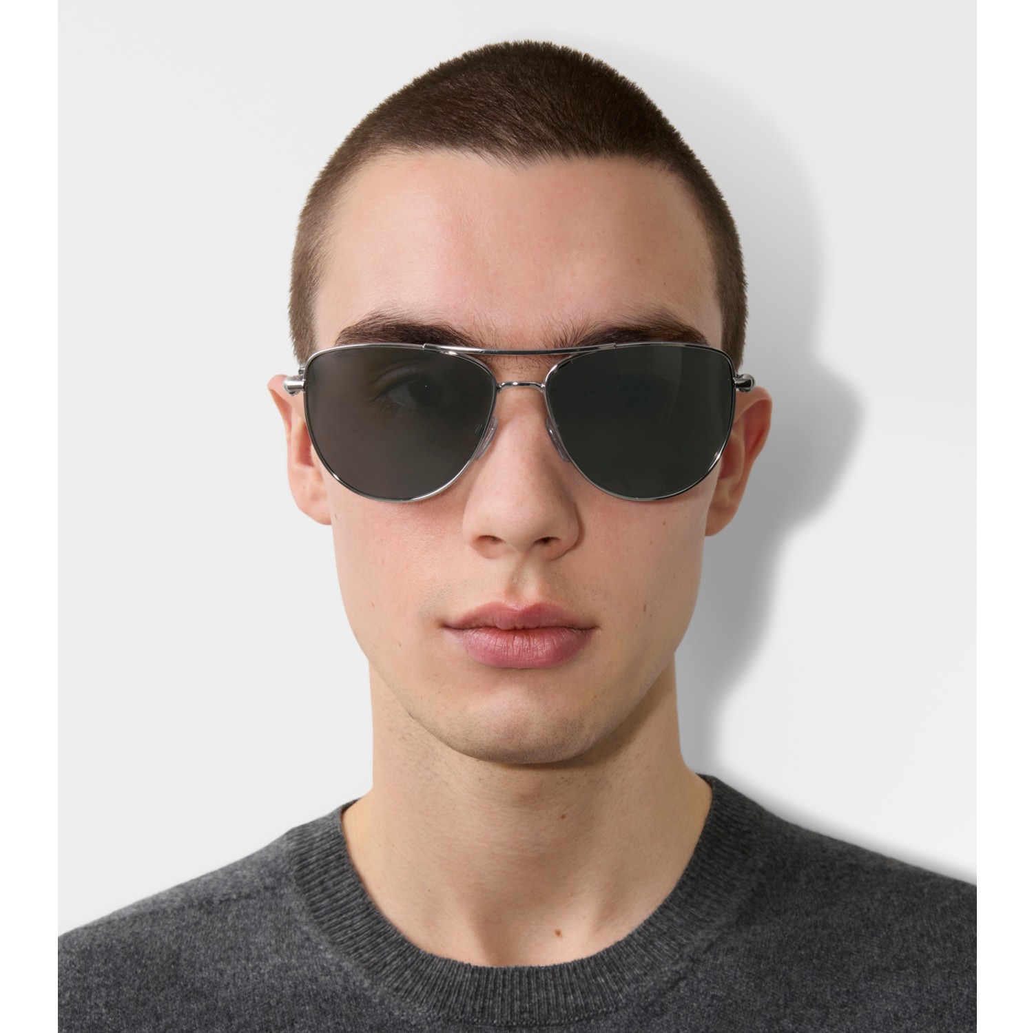 Metal Logo Square Sunglasses