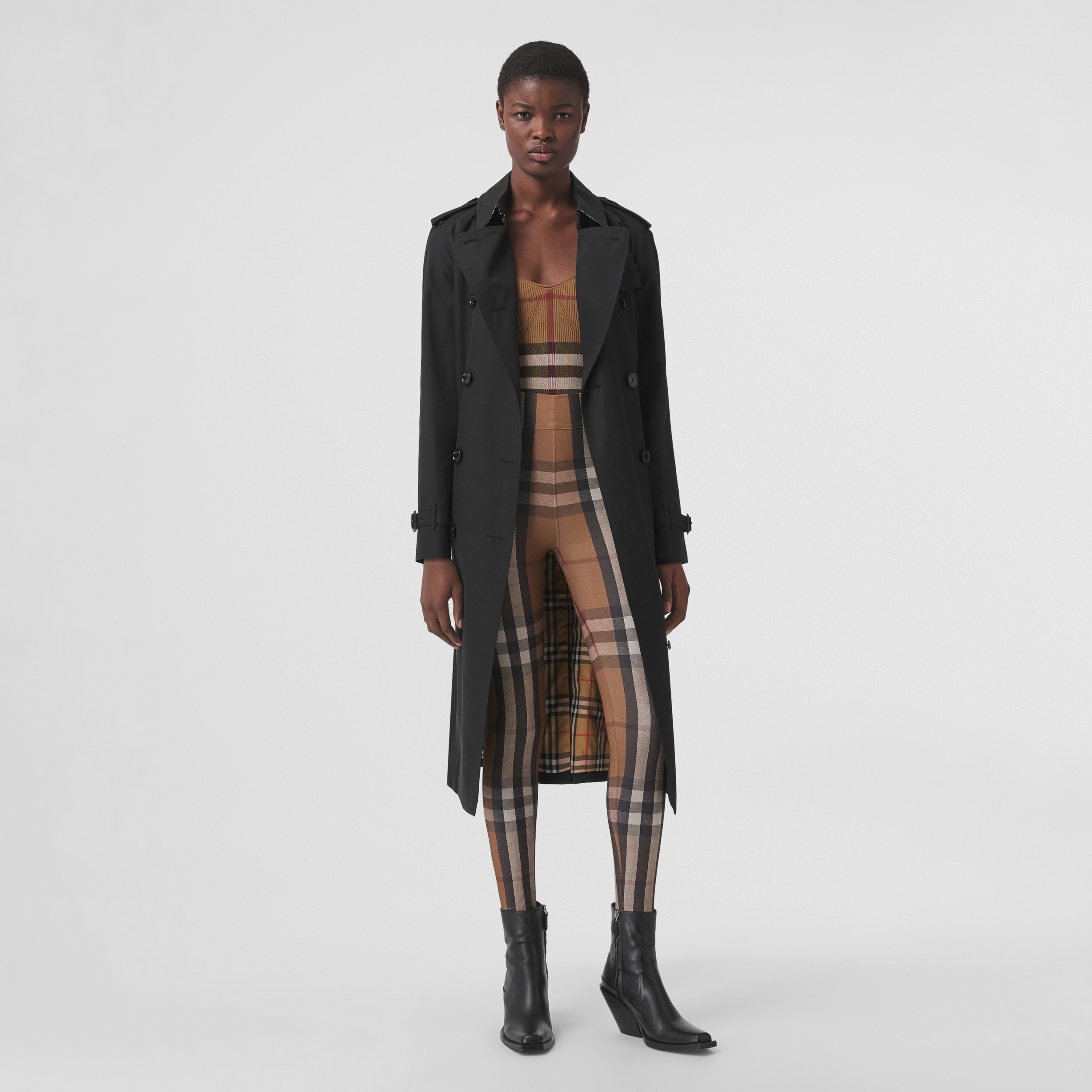 Check Stretch Jersey Leggings in Birch Brown - Women | Burberry® Official