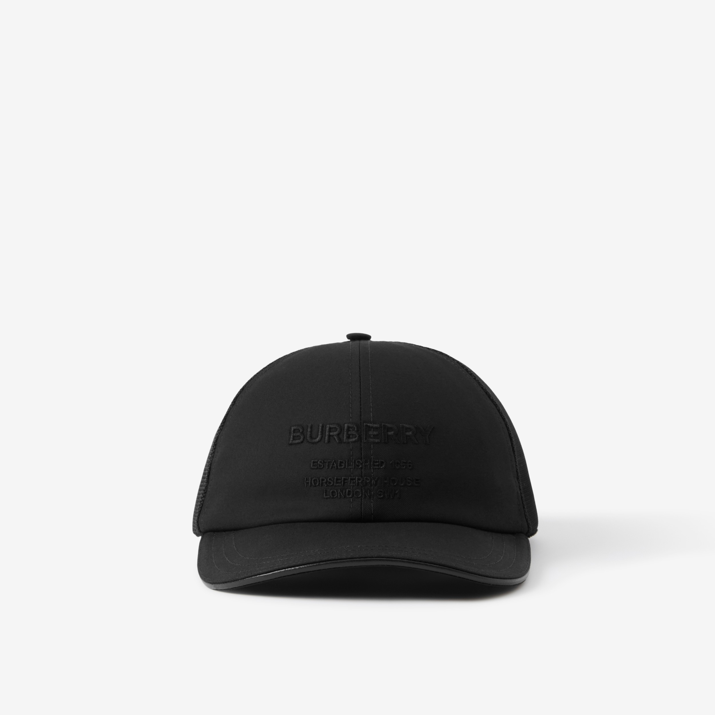 Horseferry Motif Cotton and Mesh Baseball Cap in Black | Burberry