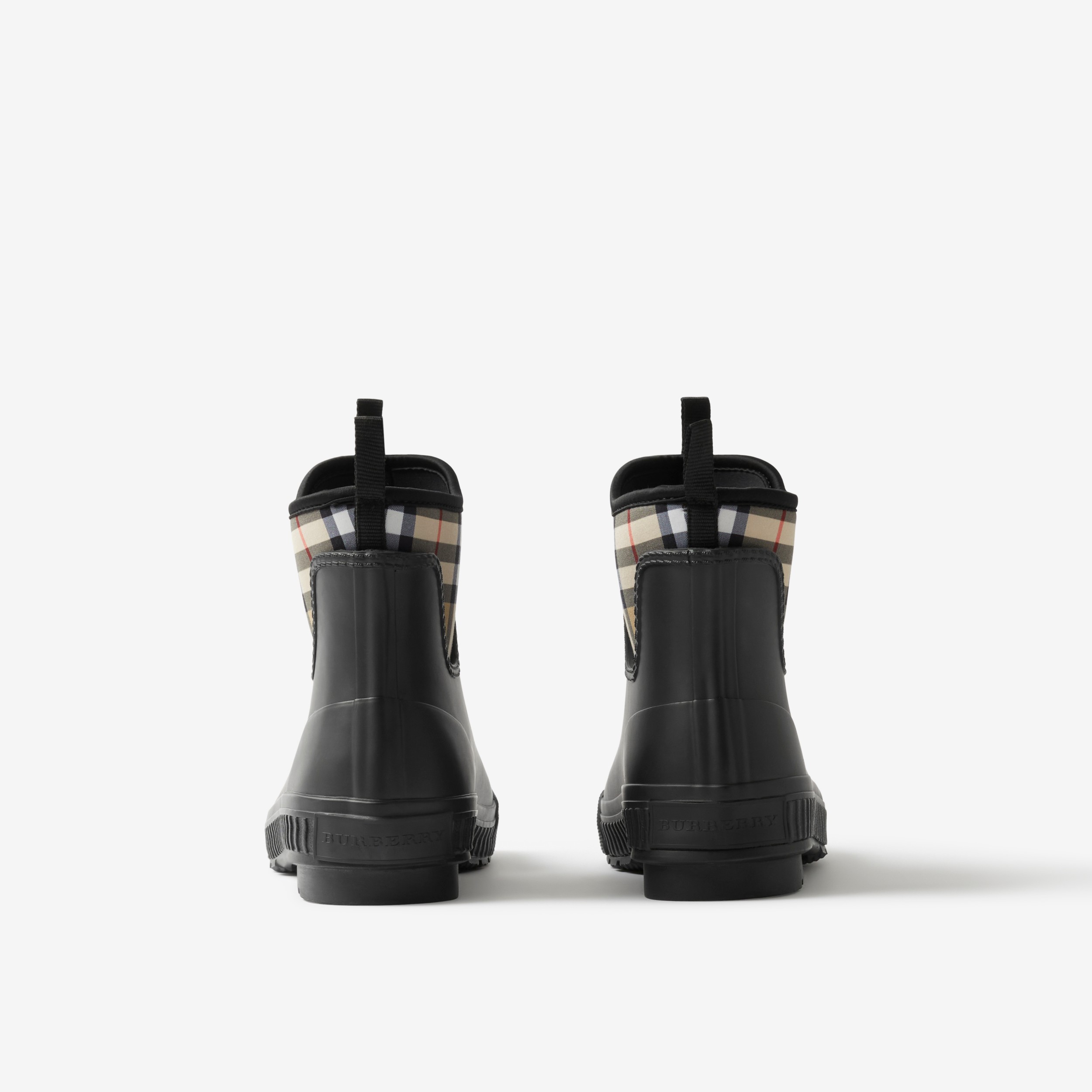 Vintage Check Neoprene and Rubber Rain Boots in Black/archive Beige - Women | Burberry® Official - 3