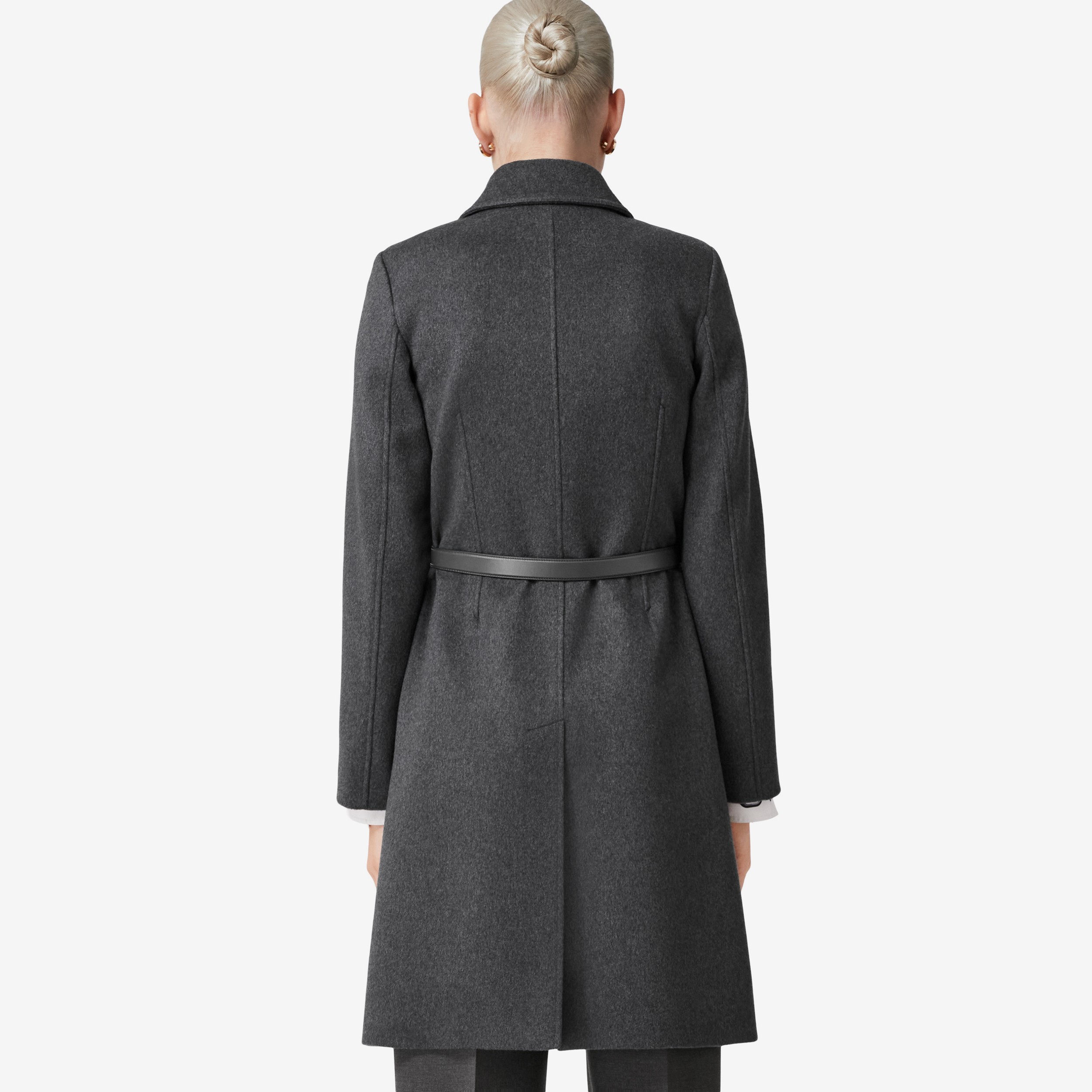 Cappotto in cashmere con cintura e motivo monogramma (Peltro Mélange) - Donna | Sito ufficiale Burberry® - 3