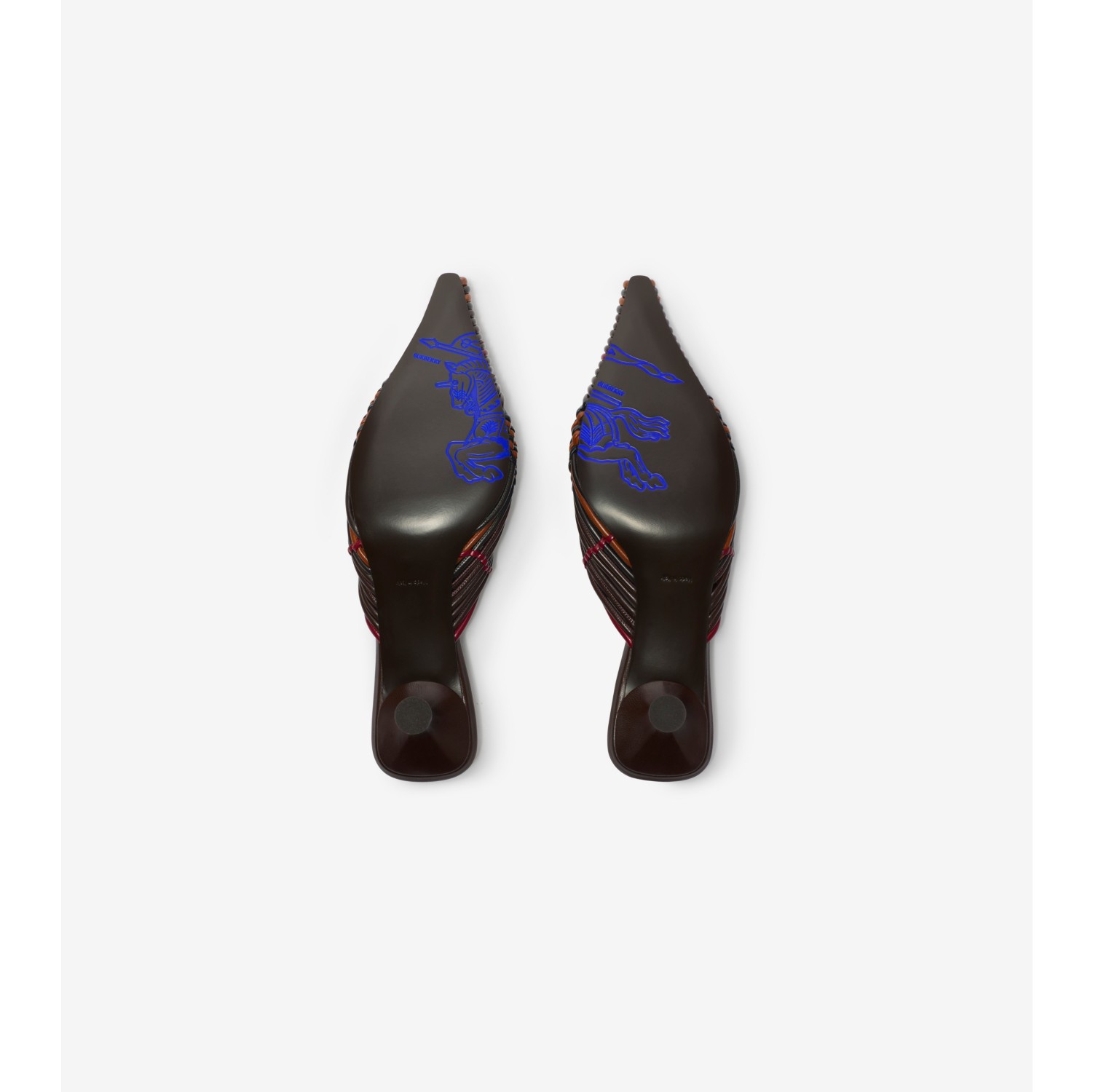 Check Woven Leather Cameo Mules​