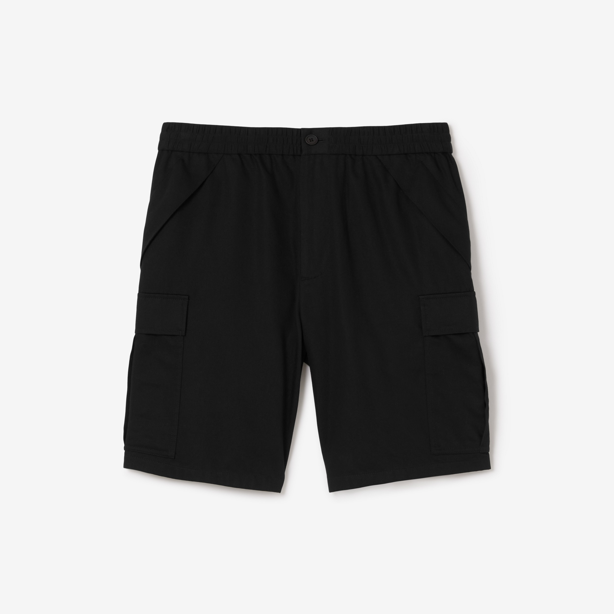 Logo Detail Cotton Cargo Shorts in Black - Men | Burberry® Official - 1