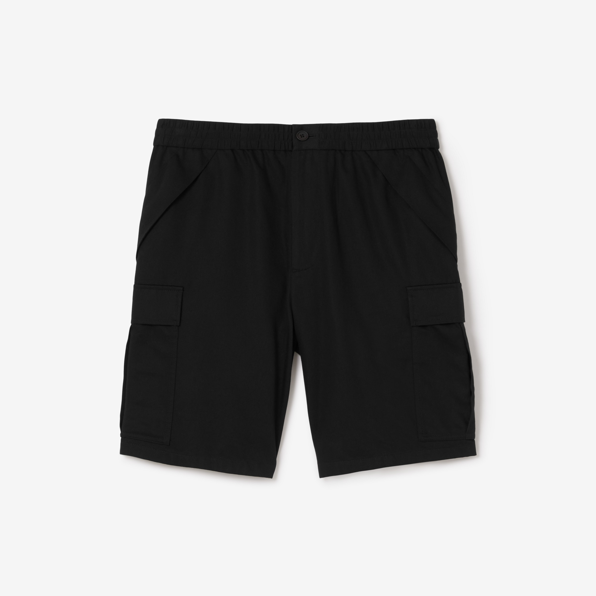 Logo Detail Cotton Cargo Shorts in Black Men Burberry® Official