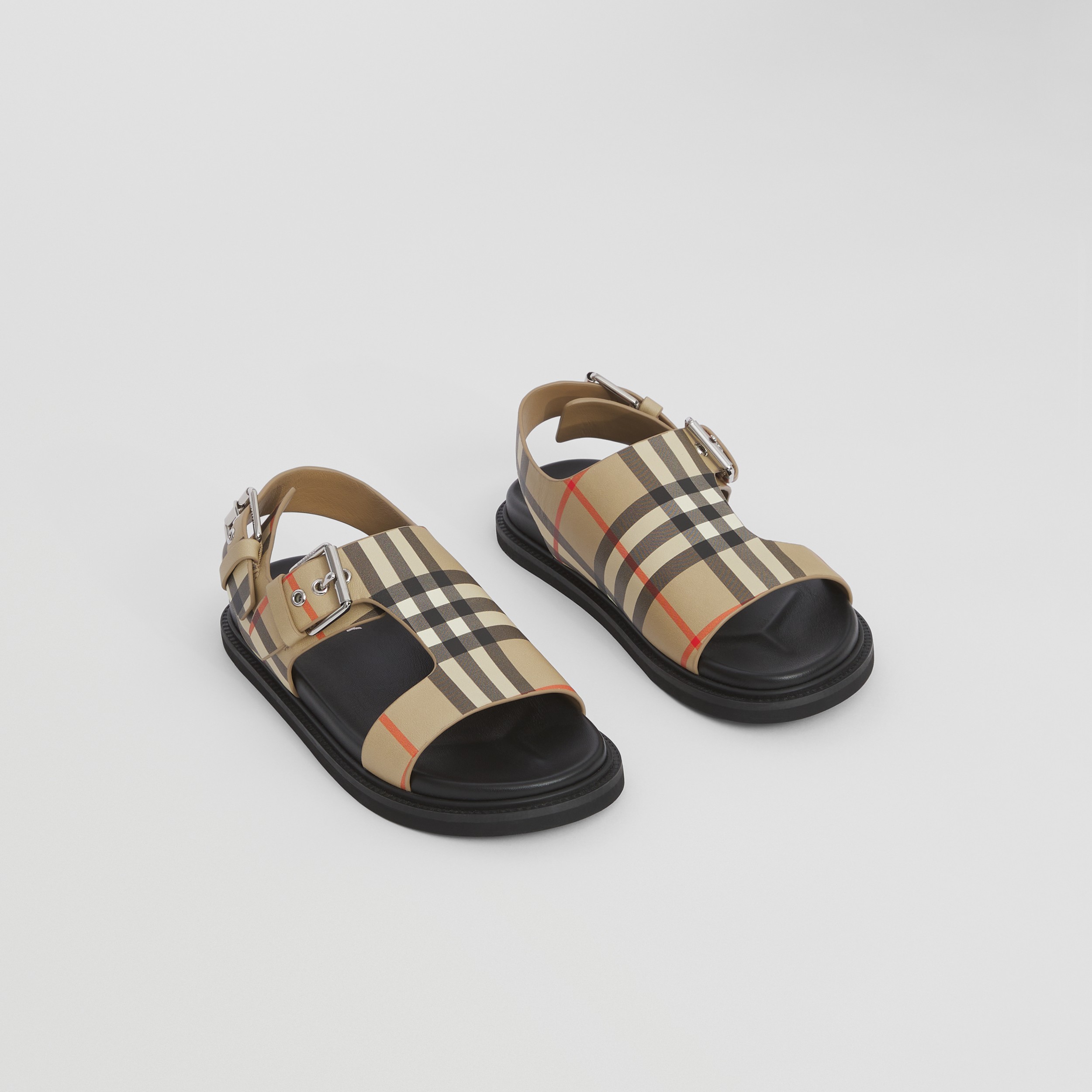 Vintage Check Leather Buckled Sandals in Archive Beige - Children | Burberry® Official - 1