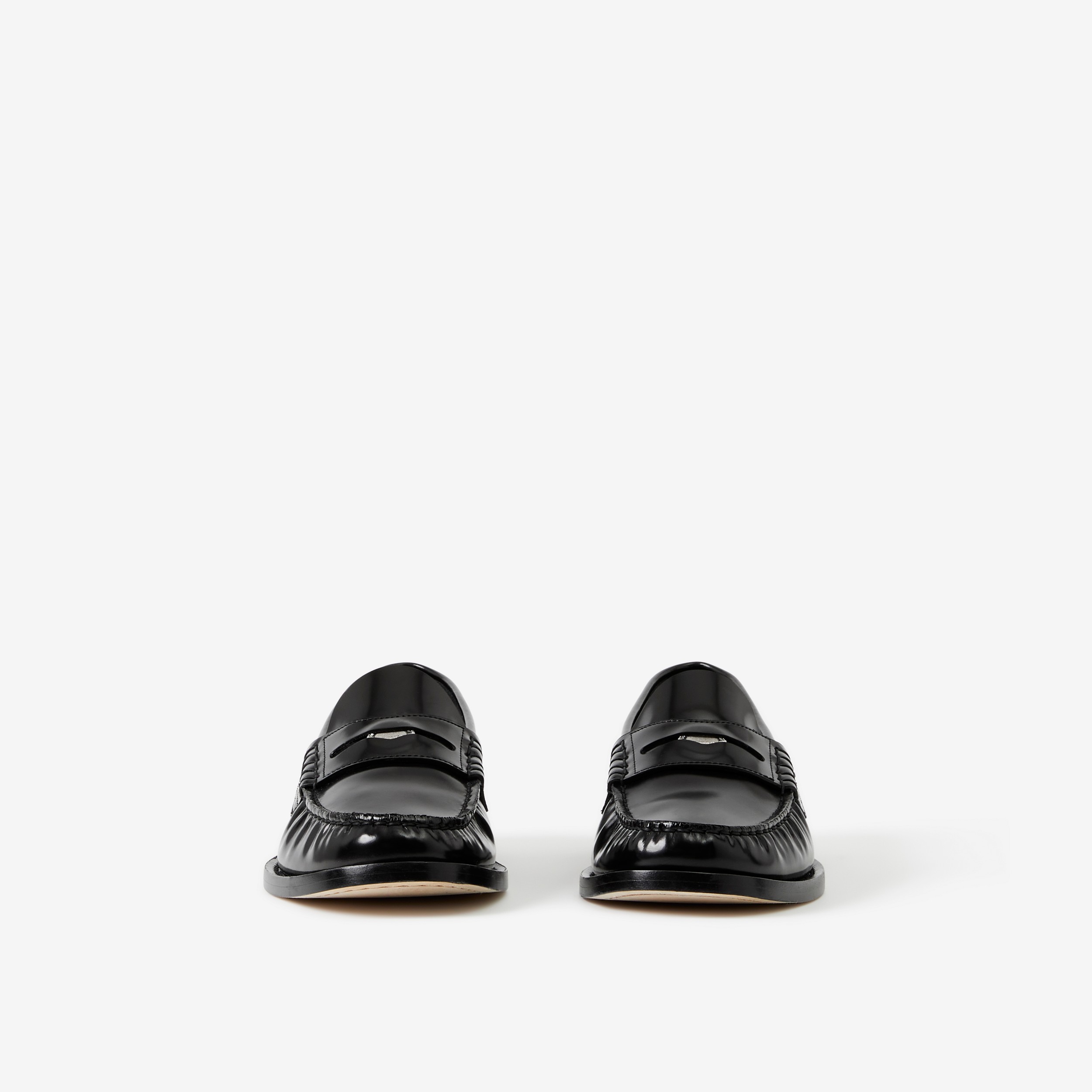 Coin Detail Leather Penny Loafers in Black - Women | Burberry® Official - 2