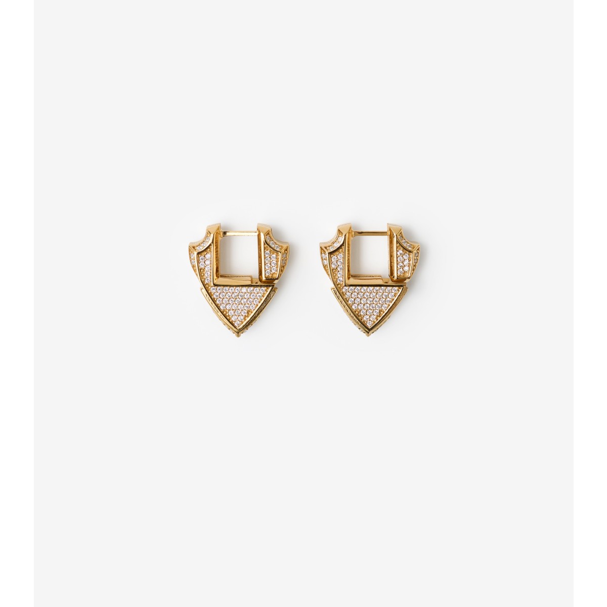 Burberry Shield Small Size Inlaid Earrings In Gold/clear