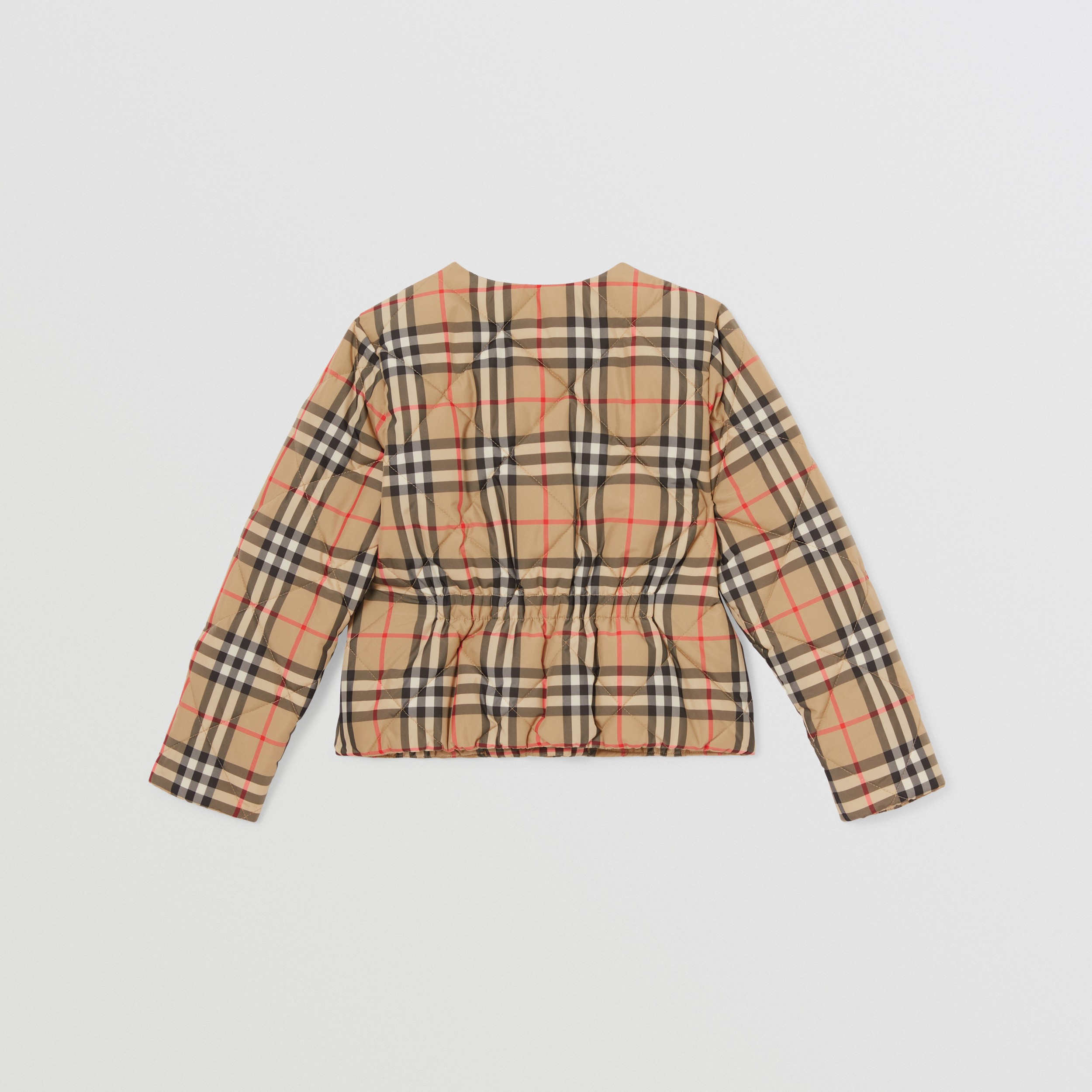 Logo Appliqué Vintage Check Diamond Quilted Jacket in Archive Beige | Burberry® Official - 4