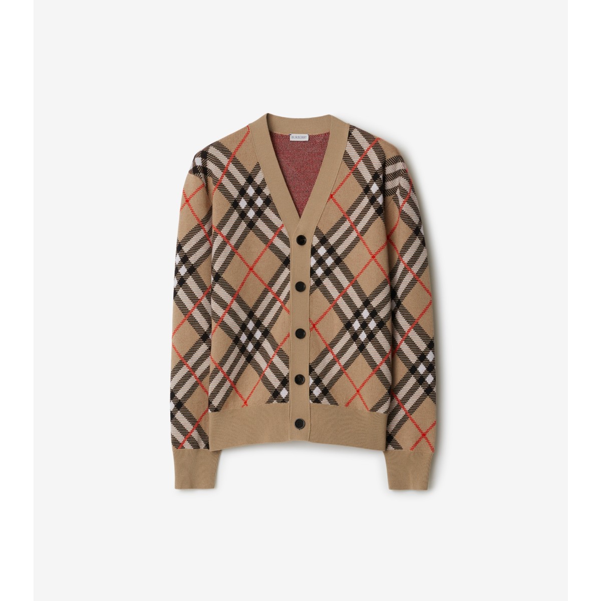 Burberry Check Wool Mohair Blend Cardigan In Brown