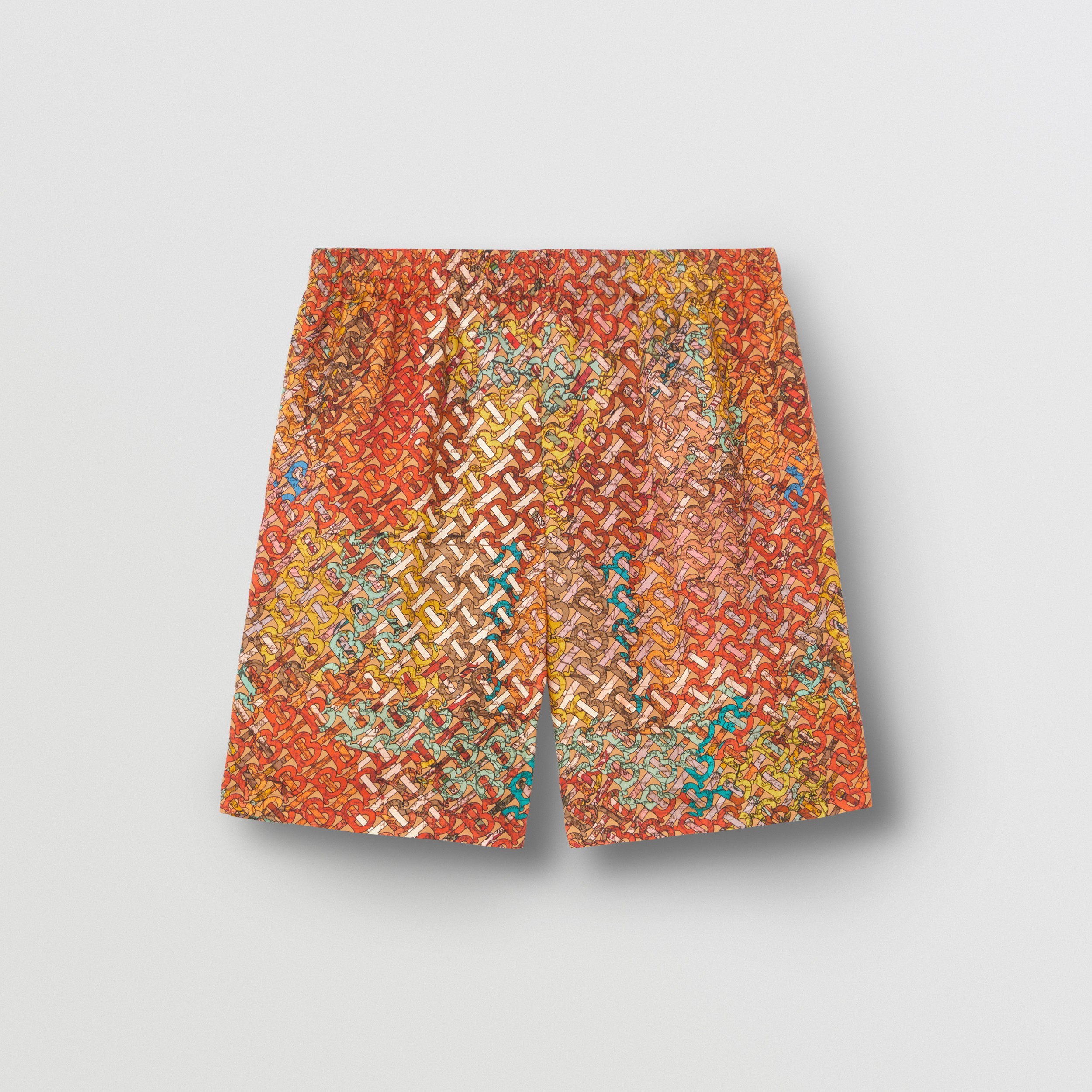 Monogram Map Print Silk Shorts in Bright Orange - Men | Burberry® Official - 4