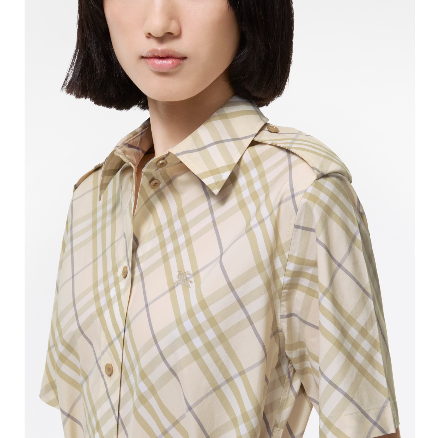 Check Cotton Shirt Dress in Sesame beige - Women | Burberry® Official