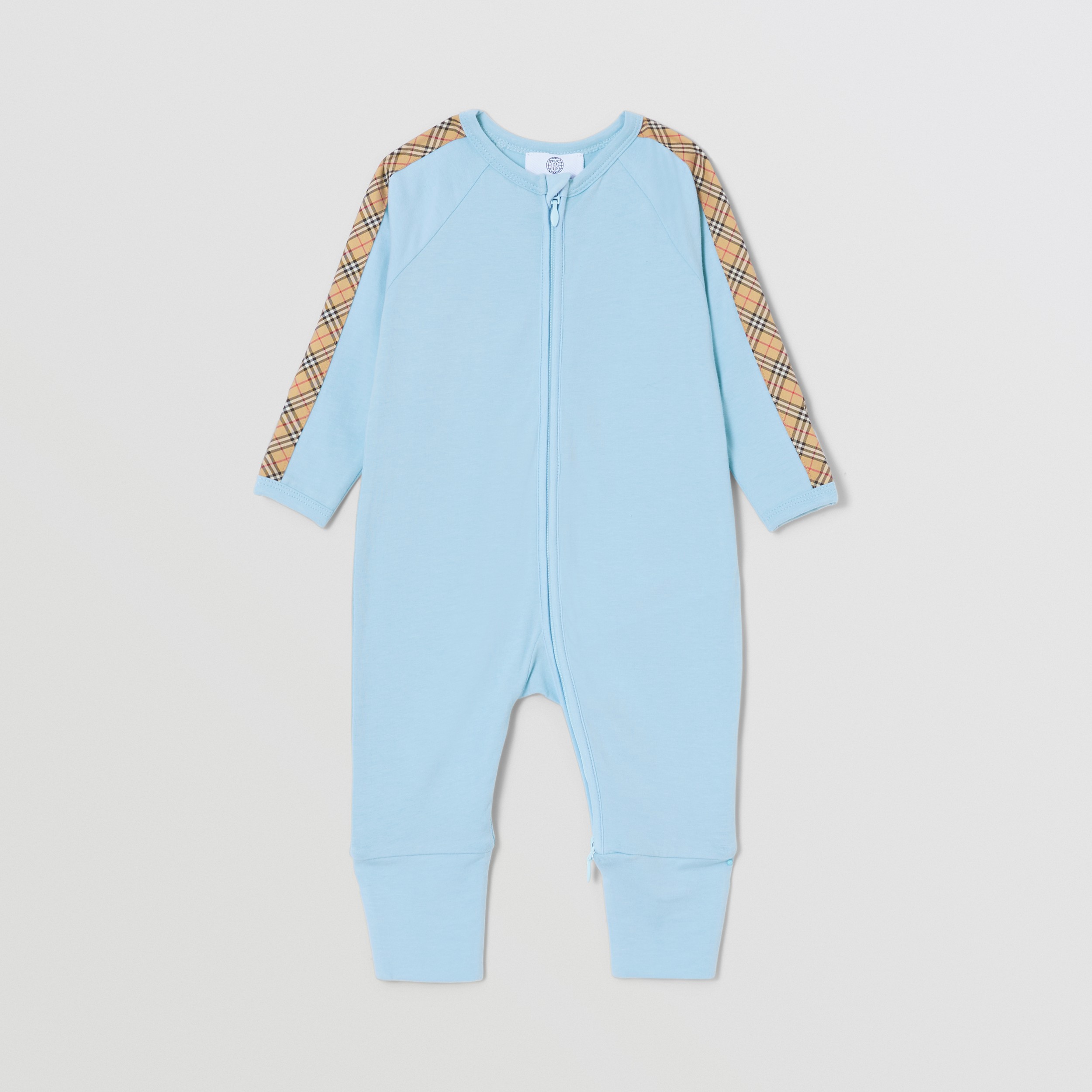 格纹装饰棉质三件套婴儿礼品套装 (粉蓝色) - 儿童 | Burberry® 博柏利官网 - 3