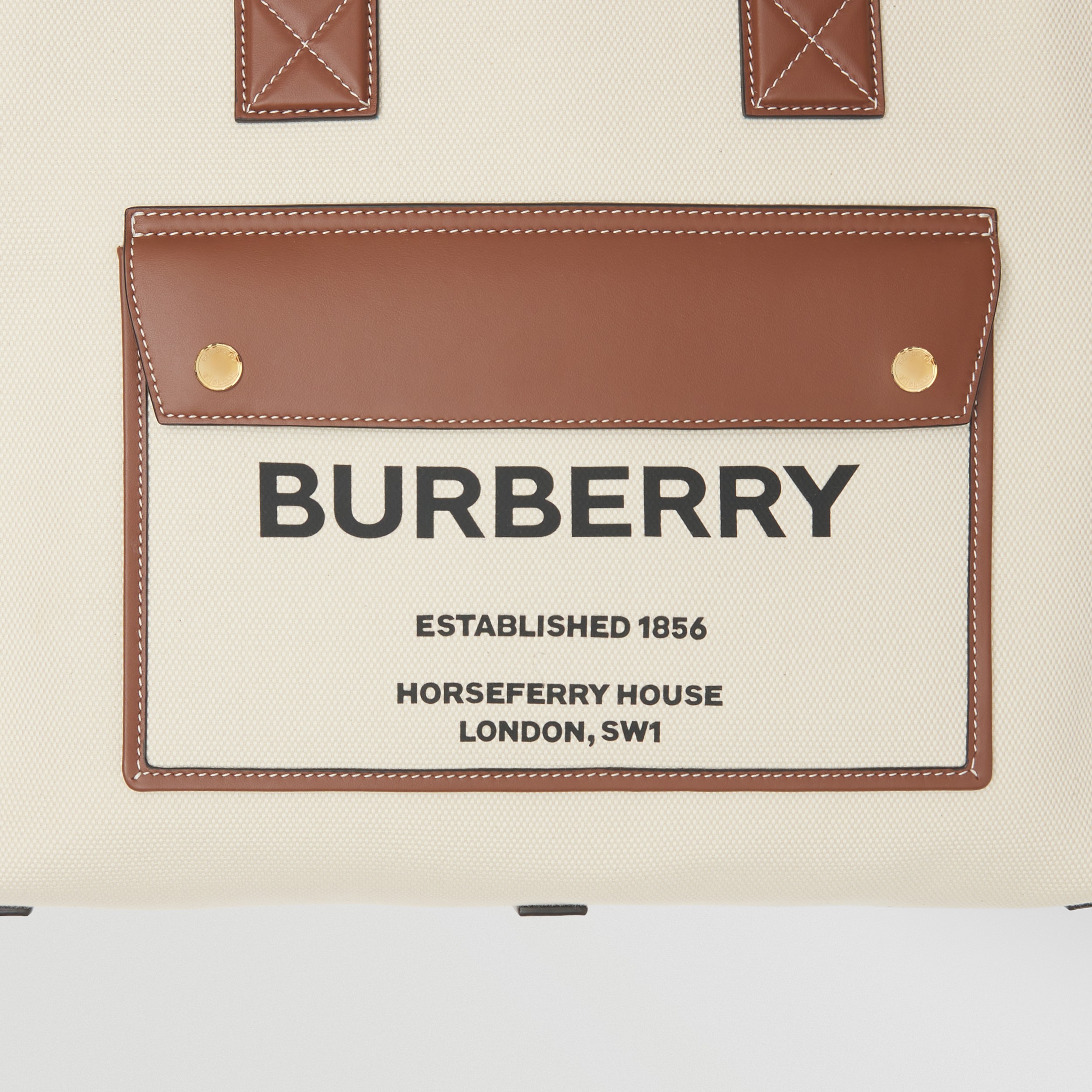 Two-tone Canvas and Leather Medium Freya Tote in Natural/tan | Burberry® Official - 2
