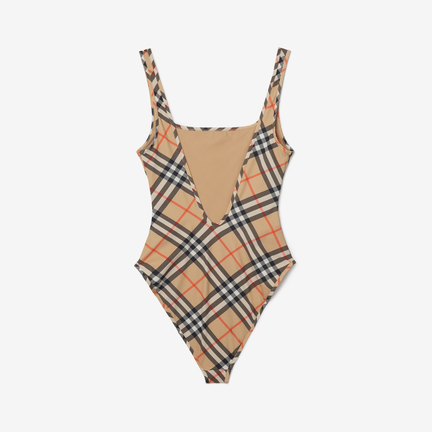 Check Swimsuit in Sand - Women, Nylon | Burberry® Official Check Swimsuit in Sand - Women, Nylon | Burberry® Official